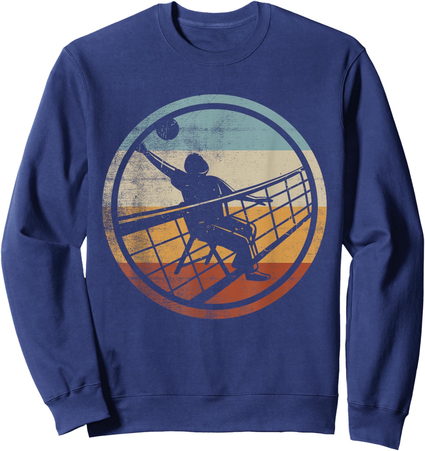 Retro Vintage Volleyballer Design Chair Volleyball Sweatshirt - Sweatshirt | Navy