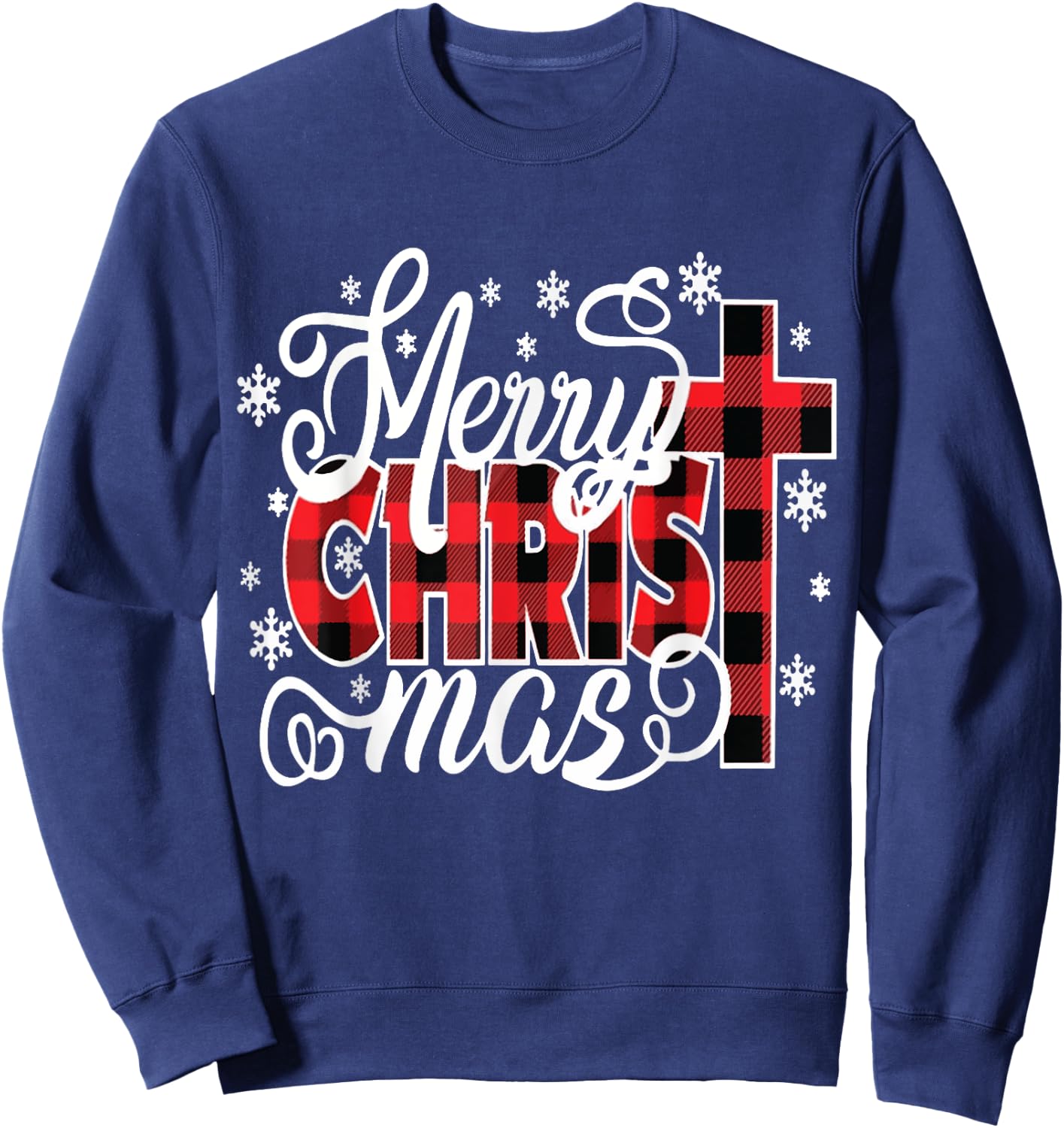Merry Christ Mas Christian Jesus Christmas PJs Xmas Pajamas Sweatshirt - Sweatshirt | Navy