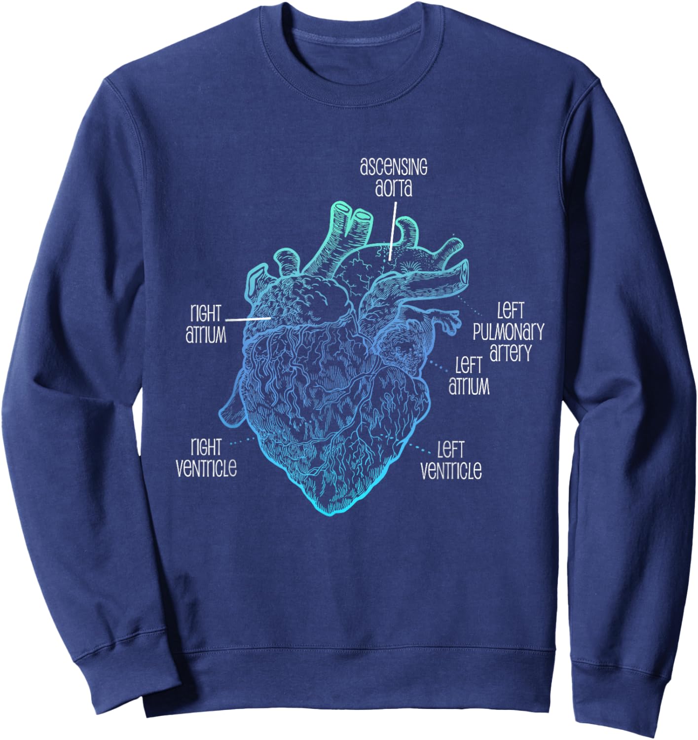 Parts Of Heart Cardiology Men Women Anatomical Cardiac Sweatshirt - Sweatshirt | Navy