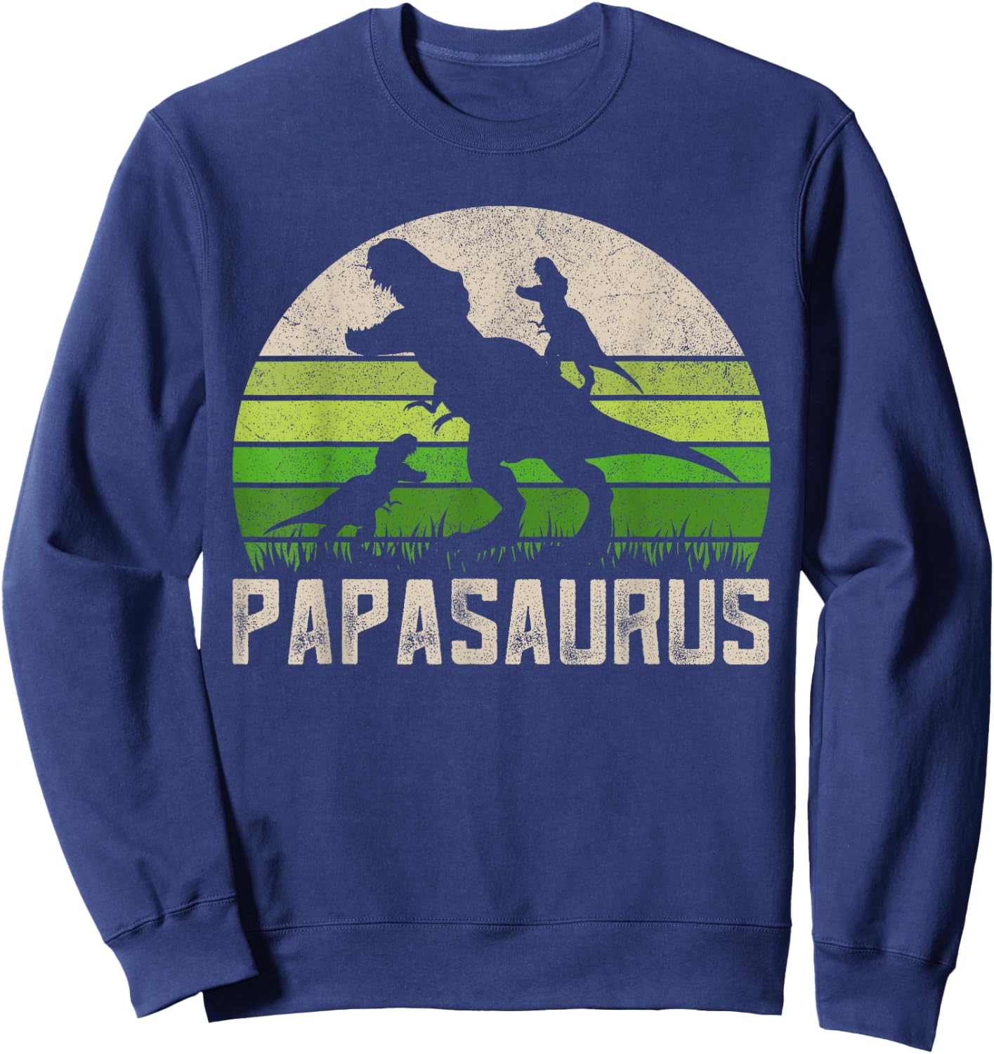 Funny Grandpa Shirts, Papasaurus Dinosaur 2 Kids Fathers Day Sweatshirt - Sweatshirt | Navy