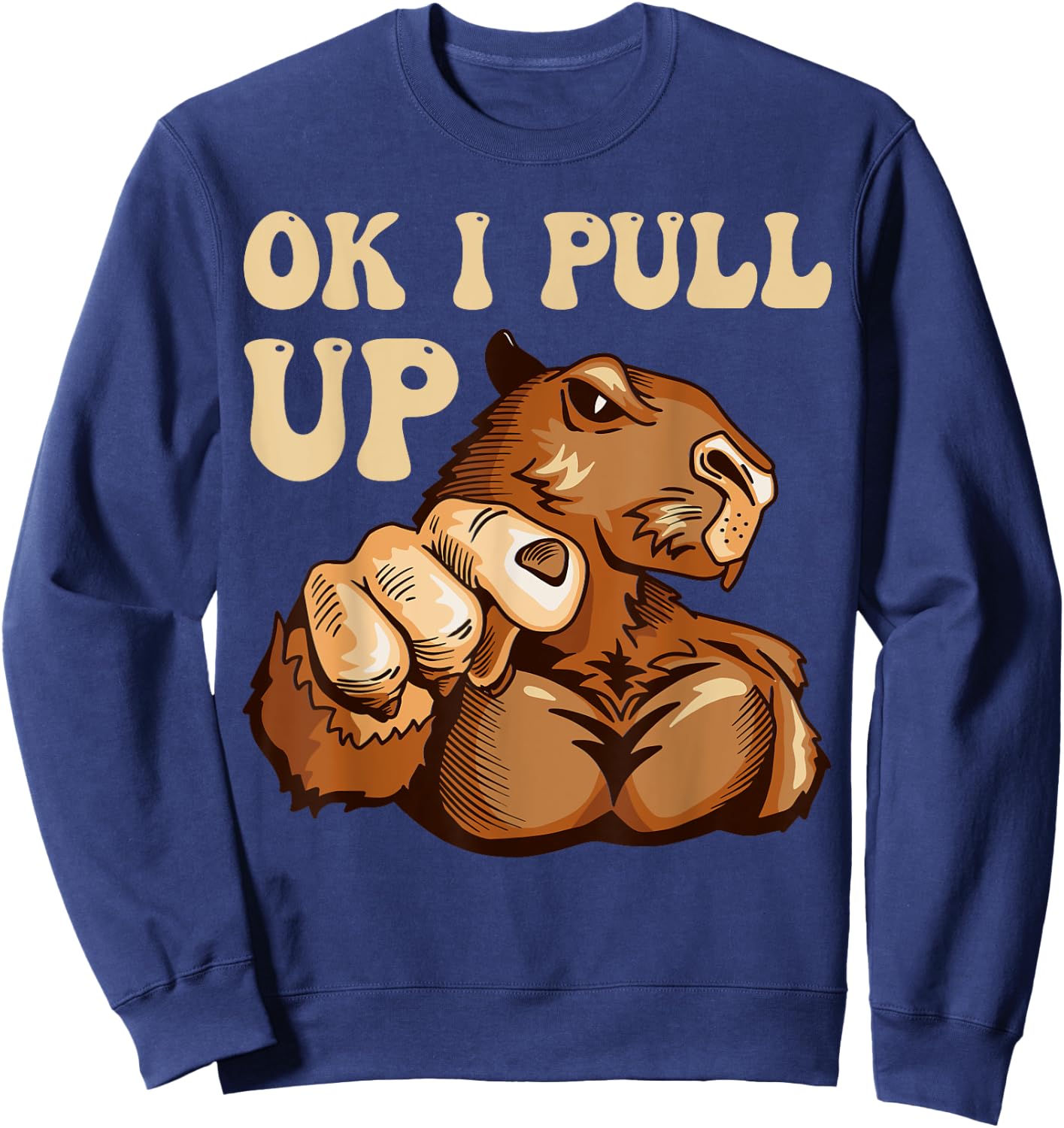 Muscular Gym Capybara Funny Sweatshirt - Sweatshirt | Navy