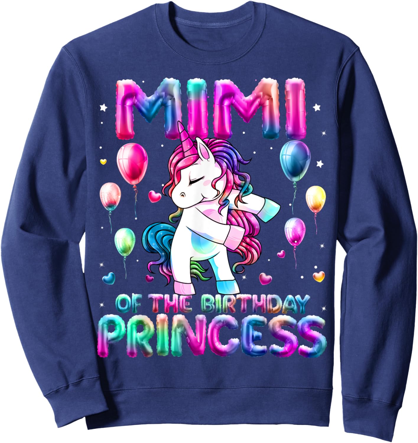 Grandma of the Birthday Princess Girl Flossing Unicorn Mimi Sweatshirt - Sweatshirt | Navy