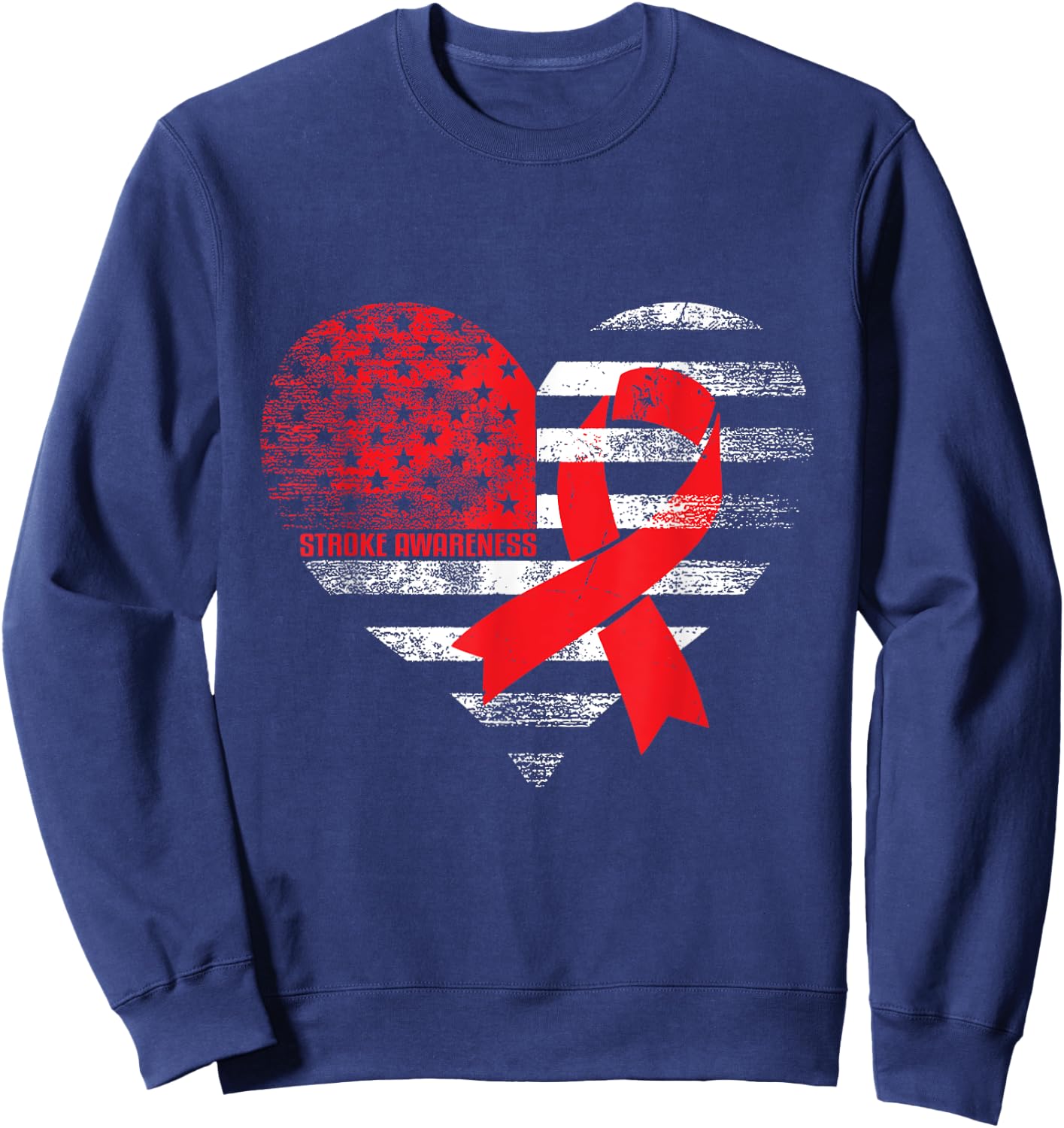 American Heart Ribbon - Stroke Survivor Sweatshirt - Sweatshirt | Navy