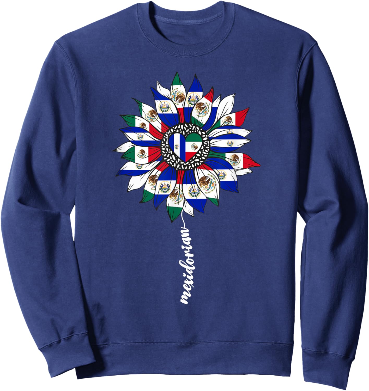 Half Mexican And Salvadorian Mexico El Salvador Flag Girl Sweatshirt - Sweatshirt | Navy