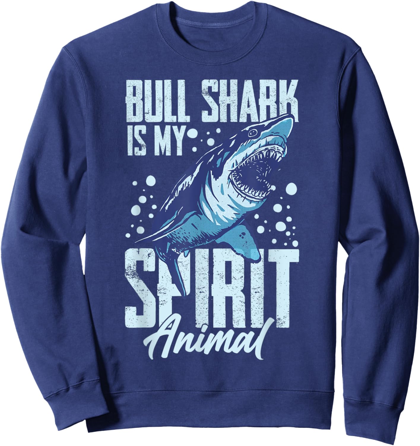 Bull Shark Teeth Animal Funny Ocean Sweatshirt - Sweatshirt | Navy