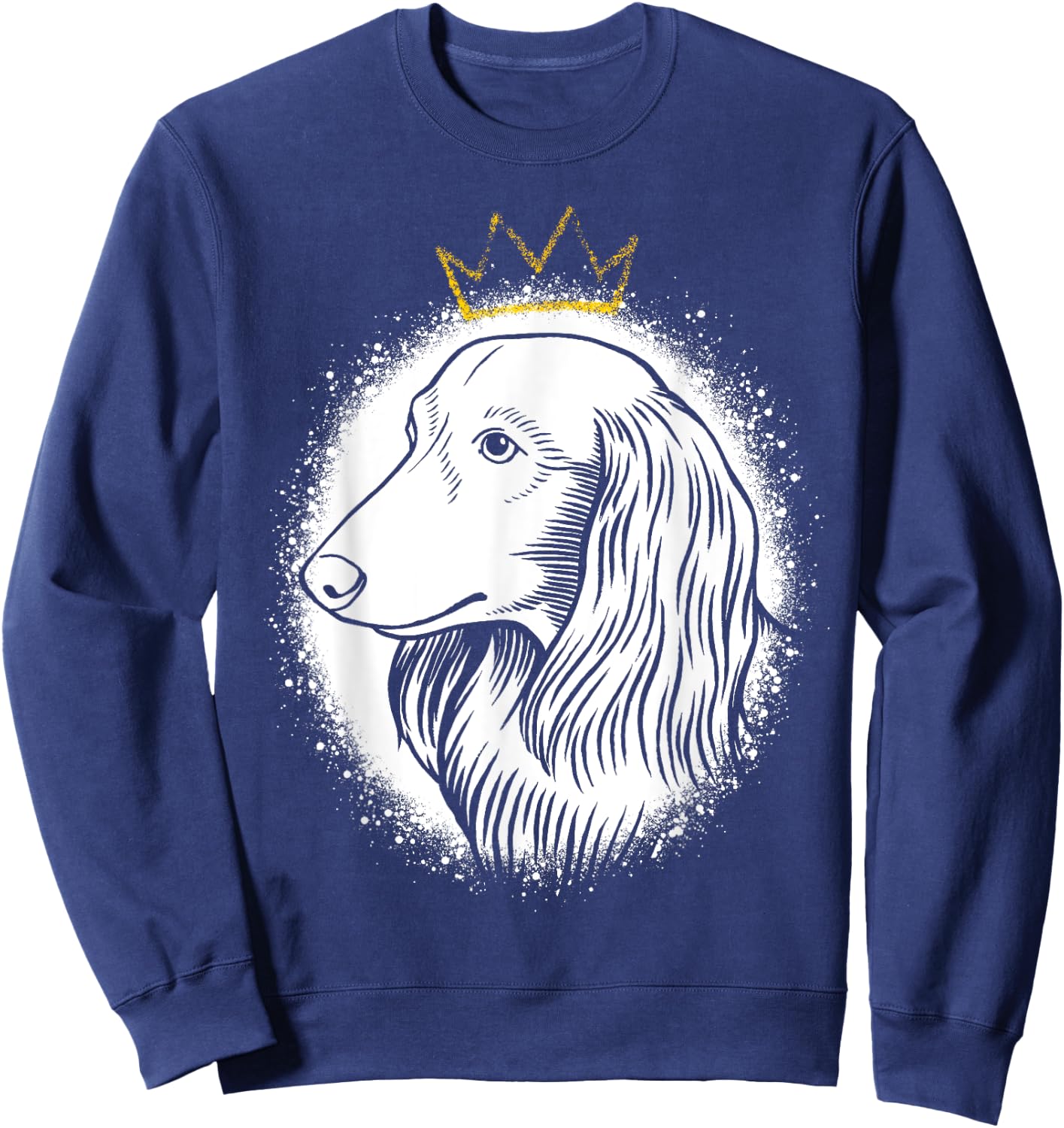 Longhaired Dachshund with Crown Sweatshirt - Sweatshirt | Navy