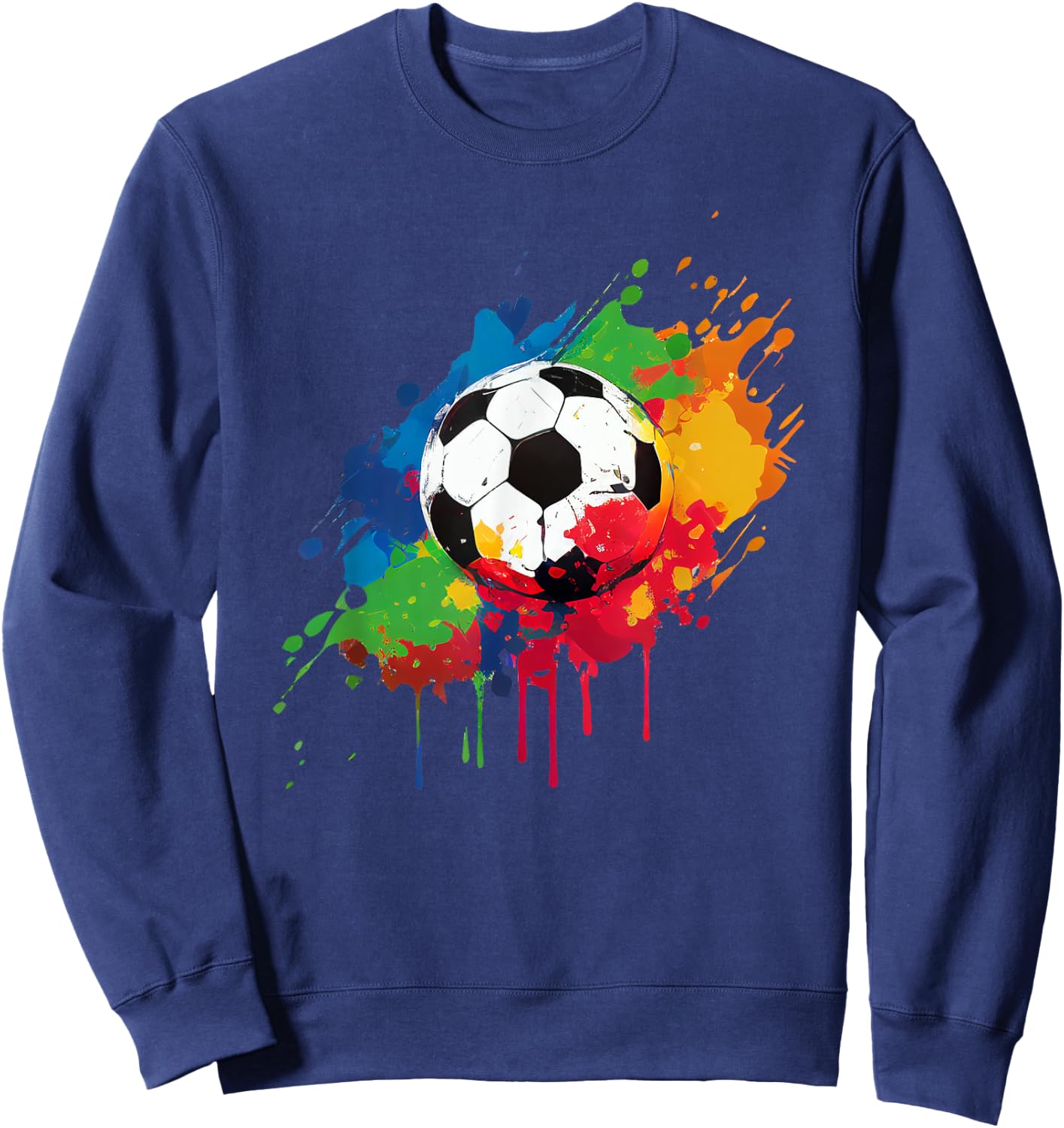 Women's and Men's Soccer Ball With Paint Splash Sweatshirt - Sweatshirt | Navy