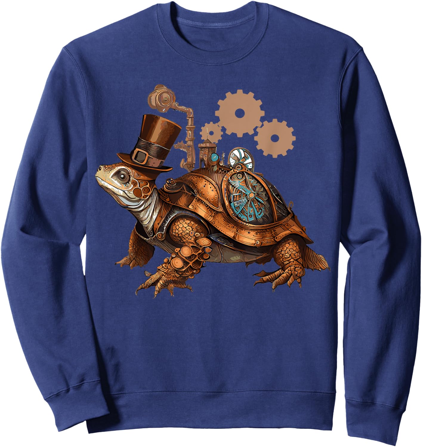Steampunk Turtle Vintage Mechanical Gears Reptile Lovers Sweatshirt - Sweatshirt | Navy