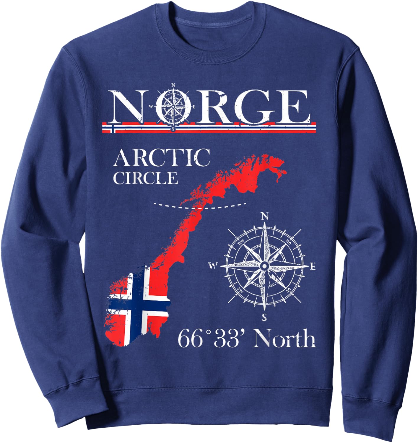 Norge Arctic Circle - Polar North Norway Norwegian Flag Sweatshirt - Sweatshirt | Navy