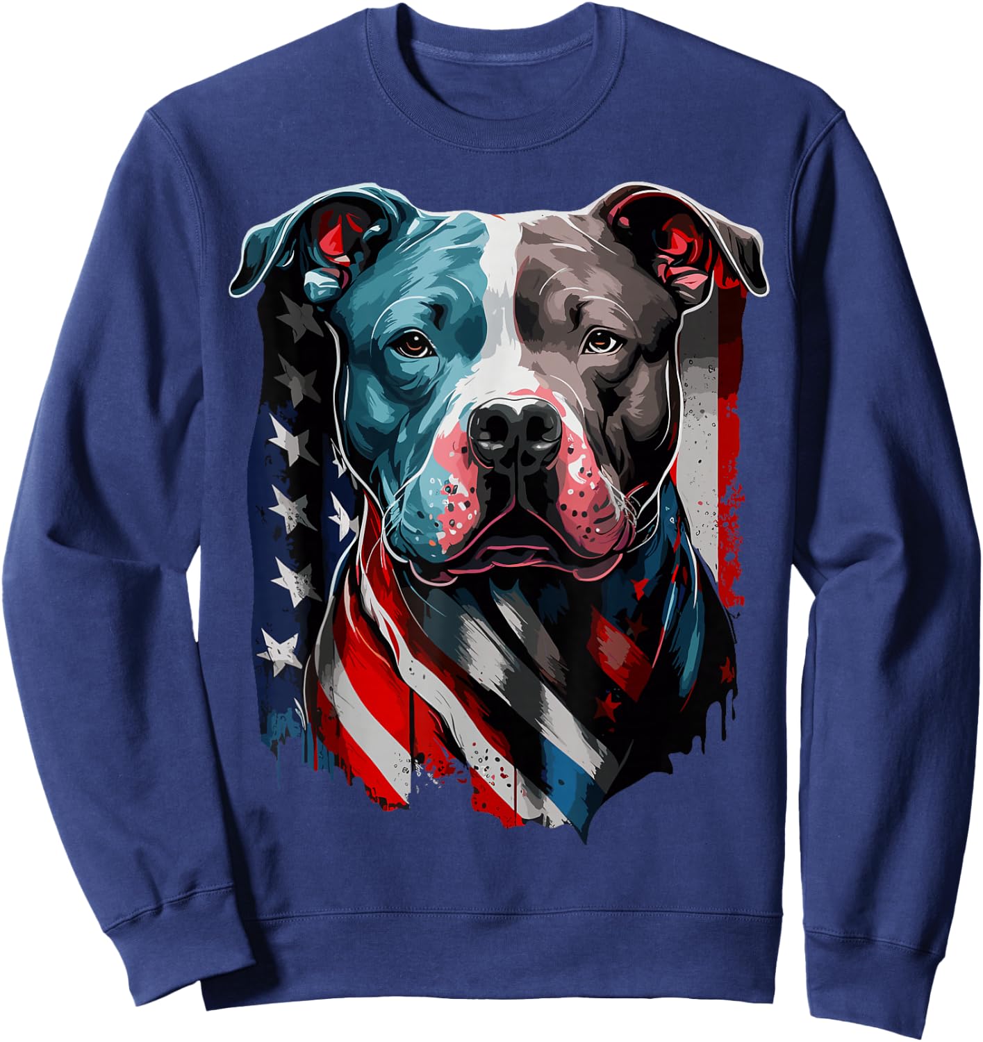 American Pitbull Terrier USA Flag Patriotic Dog Sweatshirt - Sweatshirt | Navy