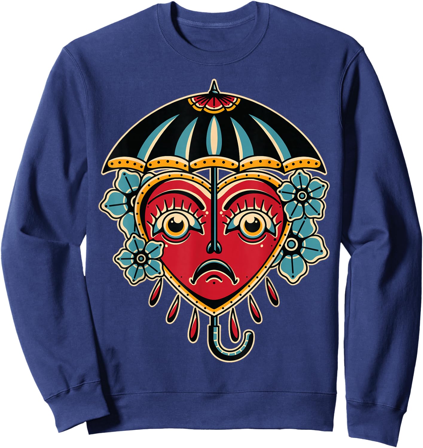 Umbrella American Traditional Tattoo Ink Old School Flash Sweatshirt - Sweatshirt | Navy