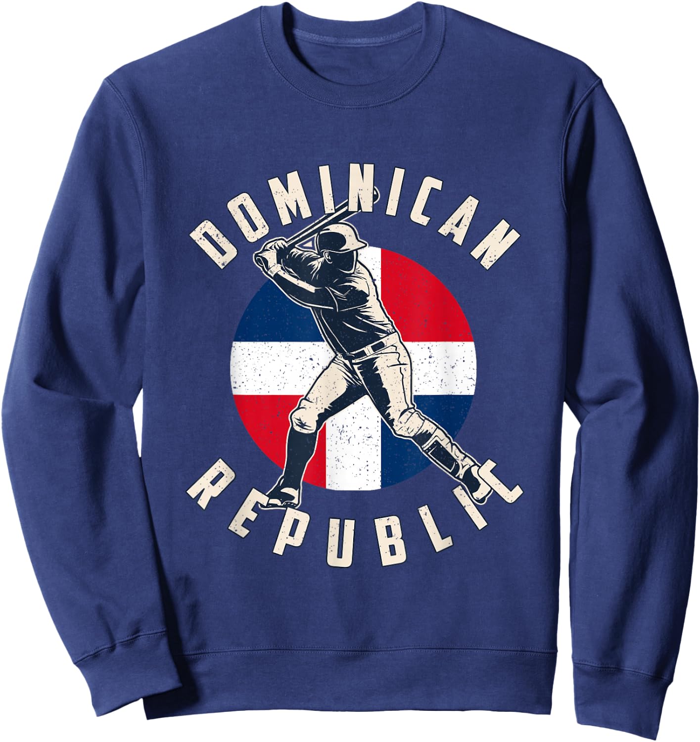 Vintage Dominican Baseball Batter Dominican Republic Flag Sweatshirt - Sweatshirt | Navy