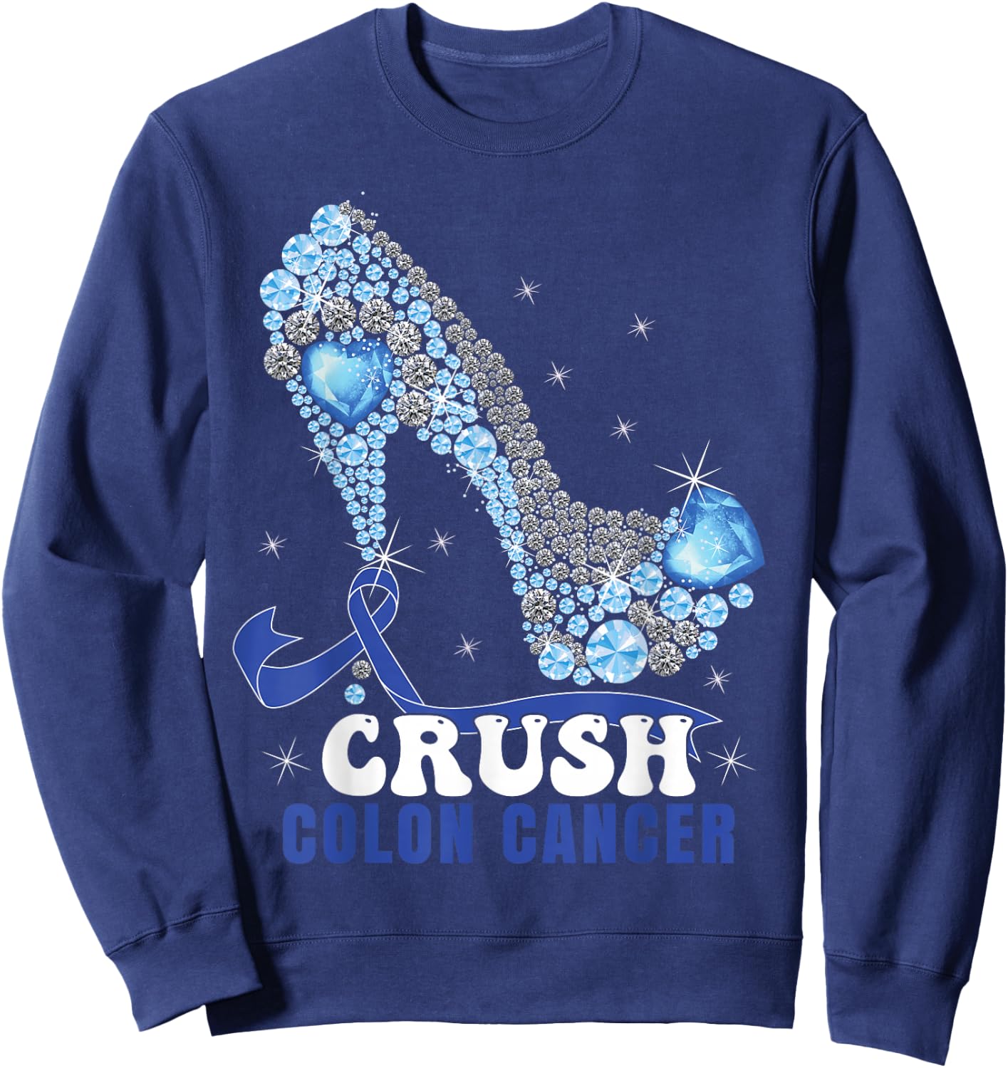 Blue Ribbon Women Colonscopy Colorectal Colon Cancer Small Sweatshirt - Sweatshirt | Navy