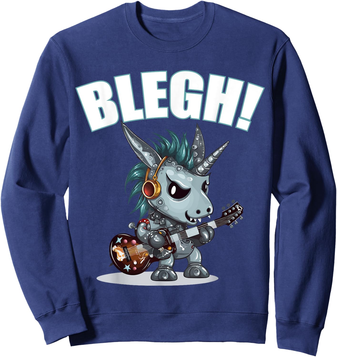 Blegh Heavy Metal Metalcore Unicorn Sweatshirt - Sweatshirt | Navy