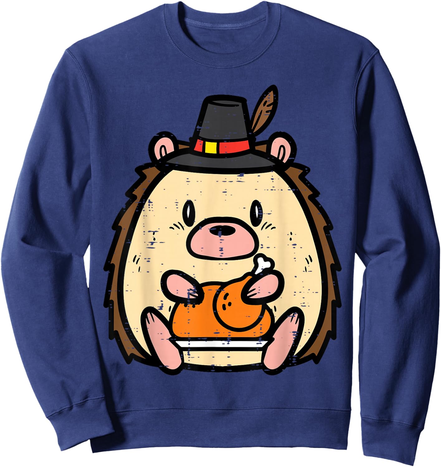 Thanksgiving Hedgehog Turkey Day Boys Girls Kids Youth Women Sweatshirt - Sweatshirt | Navy