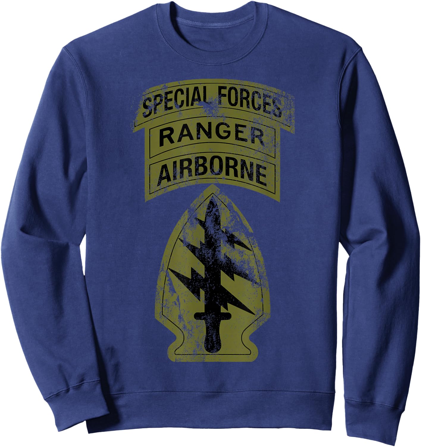 US Army Special Forces - SF Ranger Tab - OD Green Vintage Sweatshirt - Sweatshirt | Navy