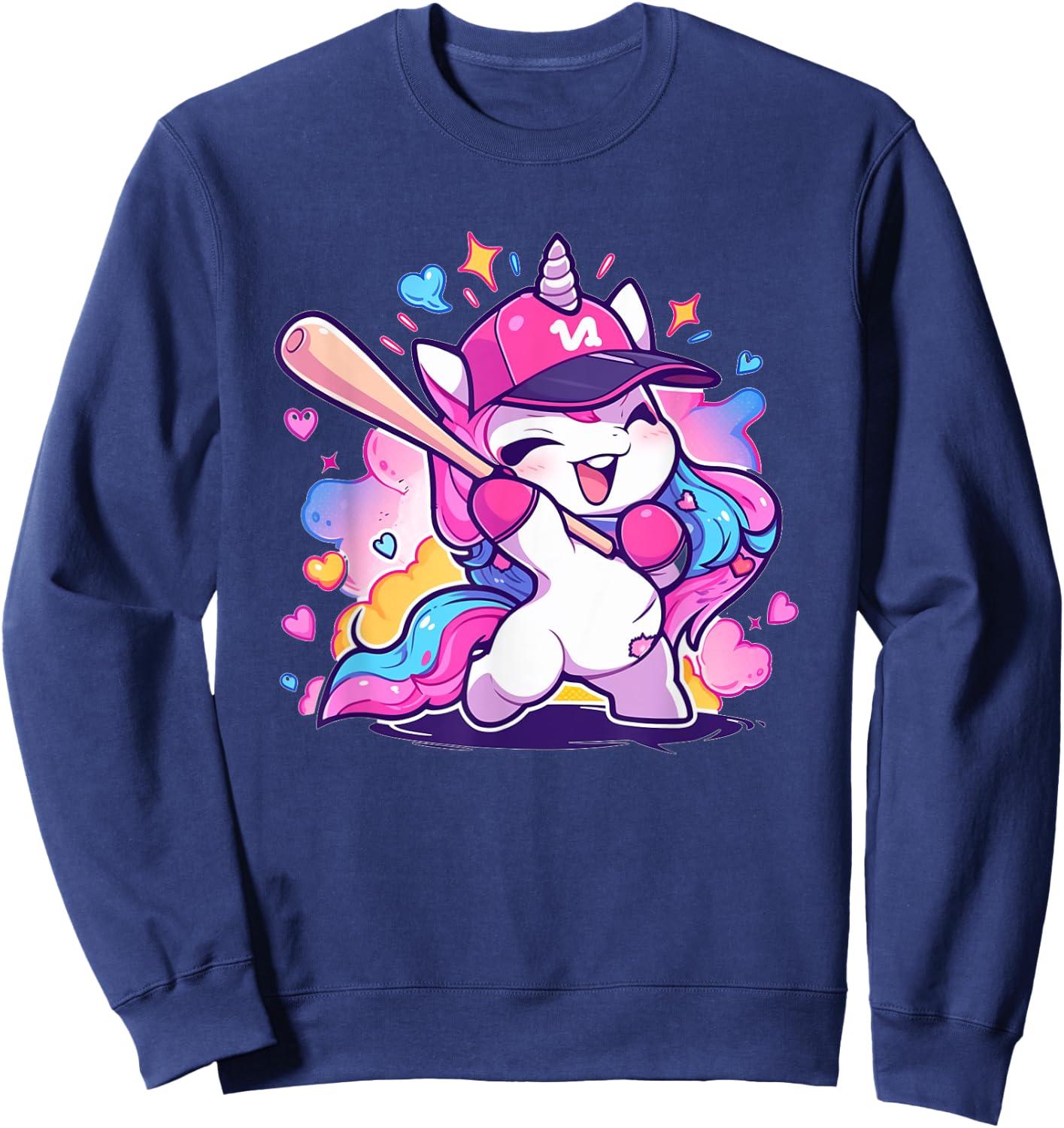 Cute Baseball Sport Baseball Unicorn Sweatshirt - Sweatshirt | Navy