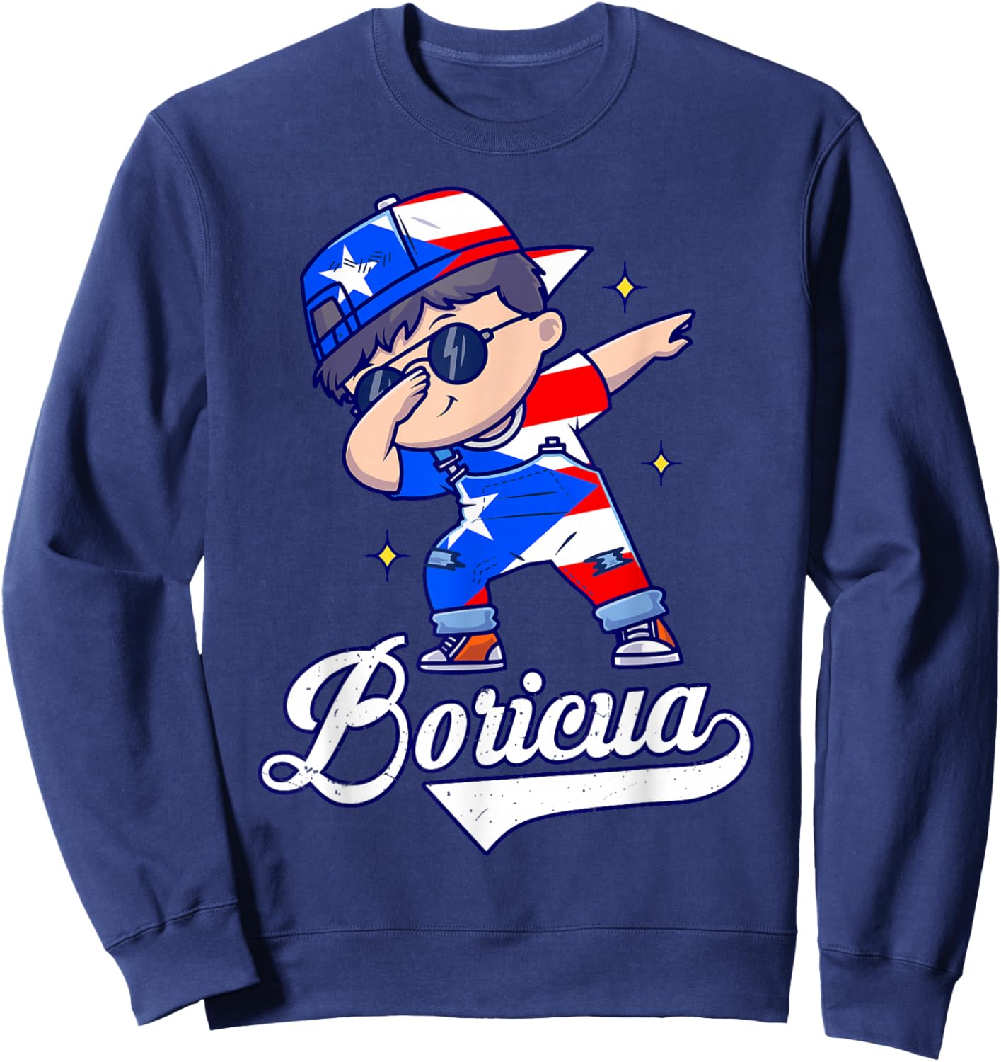 Kids Hispanic Heritage Month Puerto Rico Boricua Boy Rican Sweatshirt - Sweatshirt | Navy