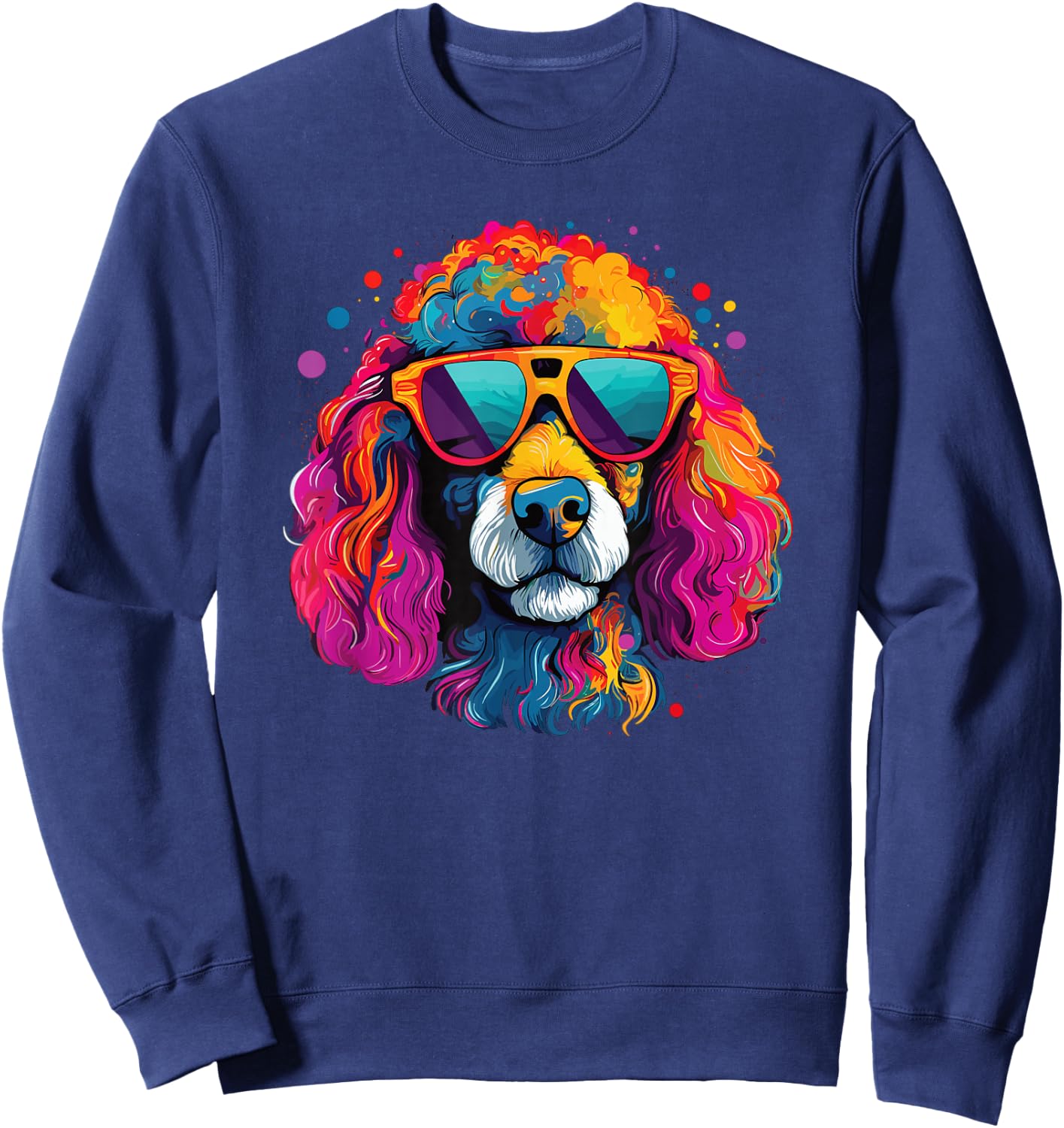 Watercolor Colorful Poodle Dogs Sweatshirt - Sweatshirt | Navy