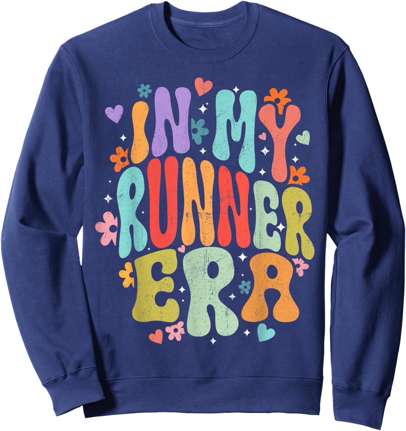 In My Runner Era Funny Marathon Running Lover Groovy Sweatshirt - Sweatshirt | Navy