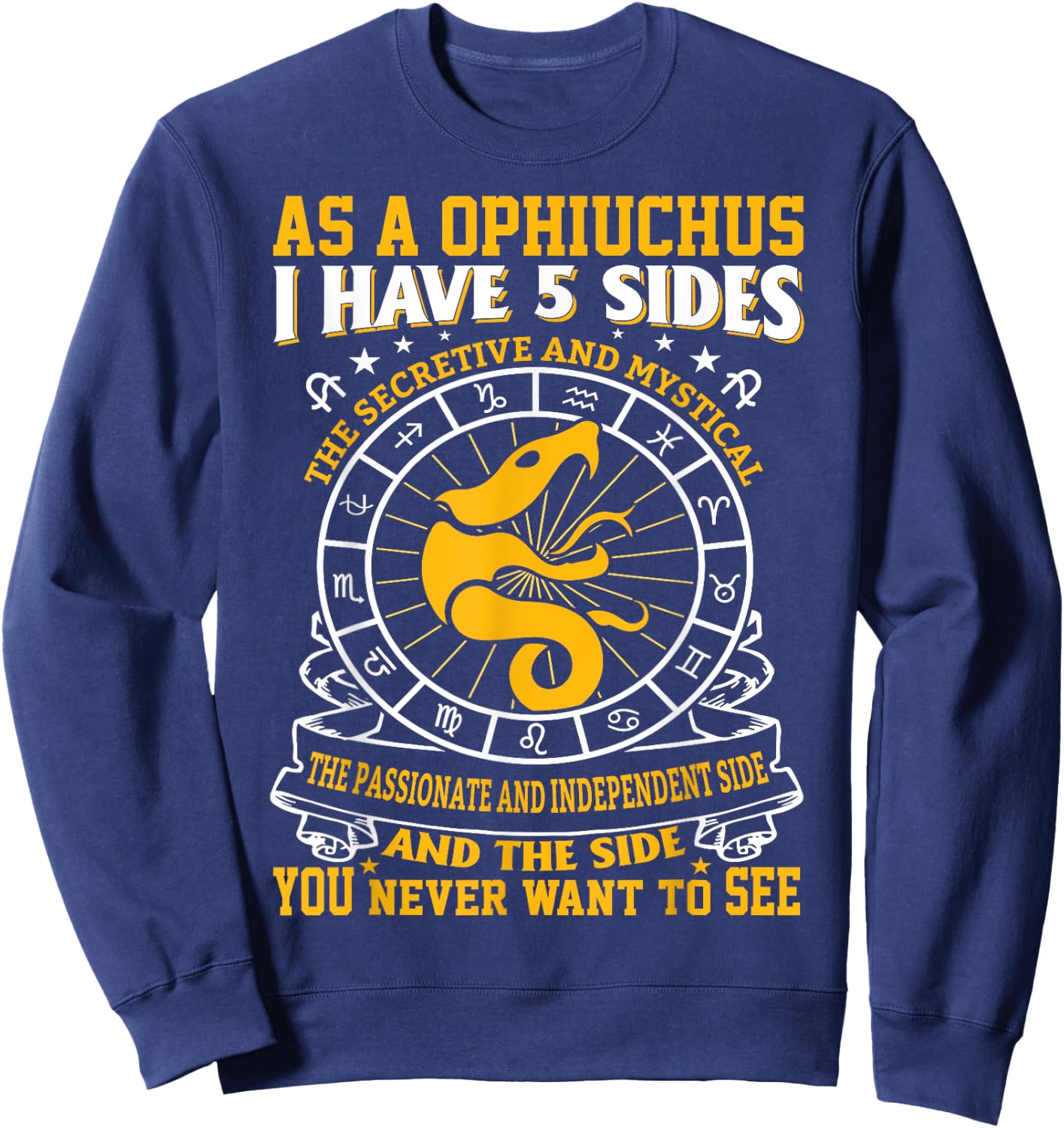 Fancy Ophiuchus November December Zodiac Design Sweatshirt - Sweatshirt | Navy