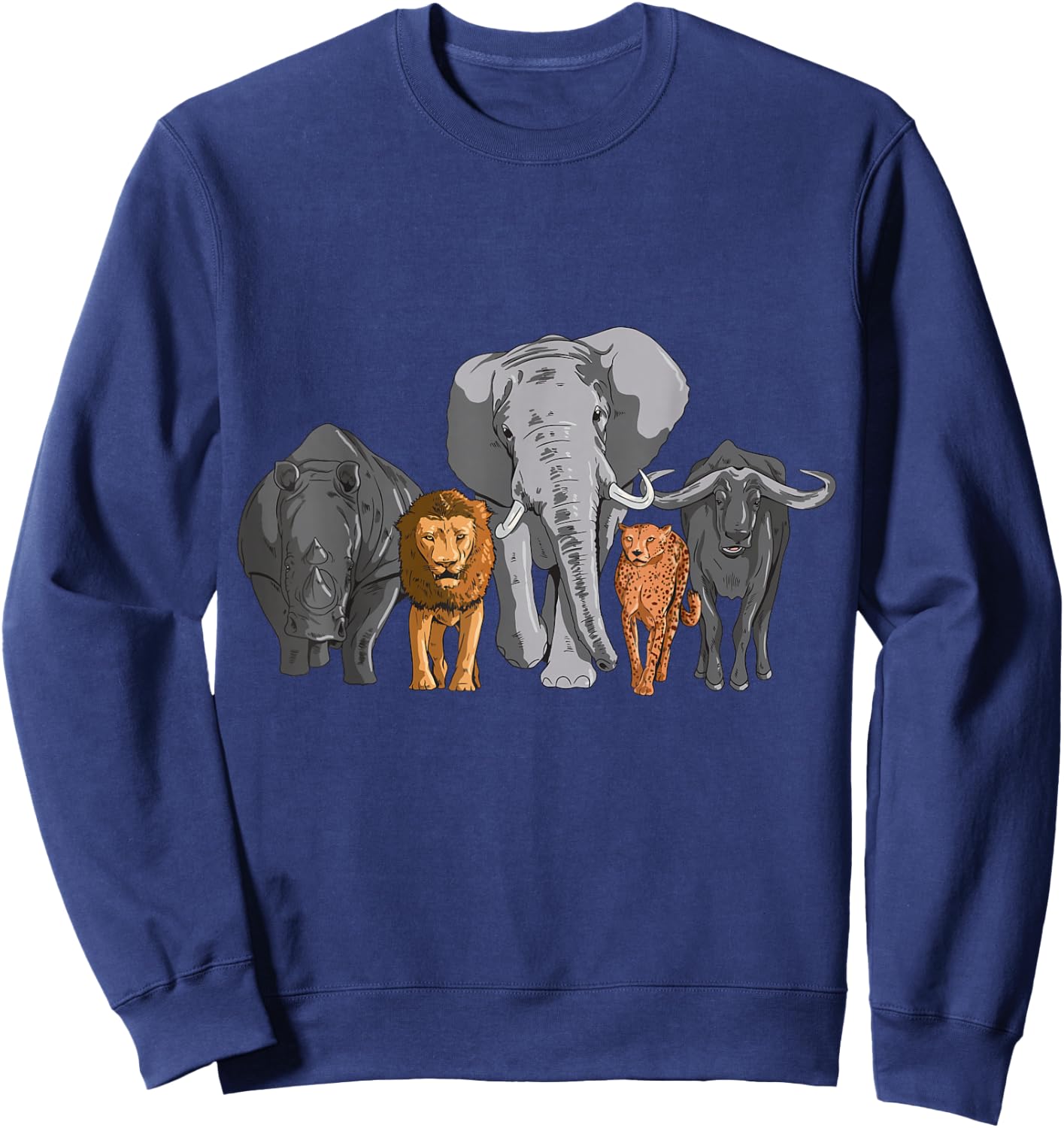 Elephant Lion Animals Leopard Rhino Animal Children Sweatshirt - Sweatshirt | Navy