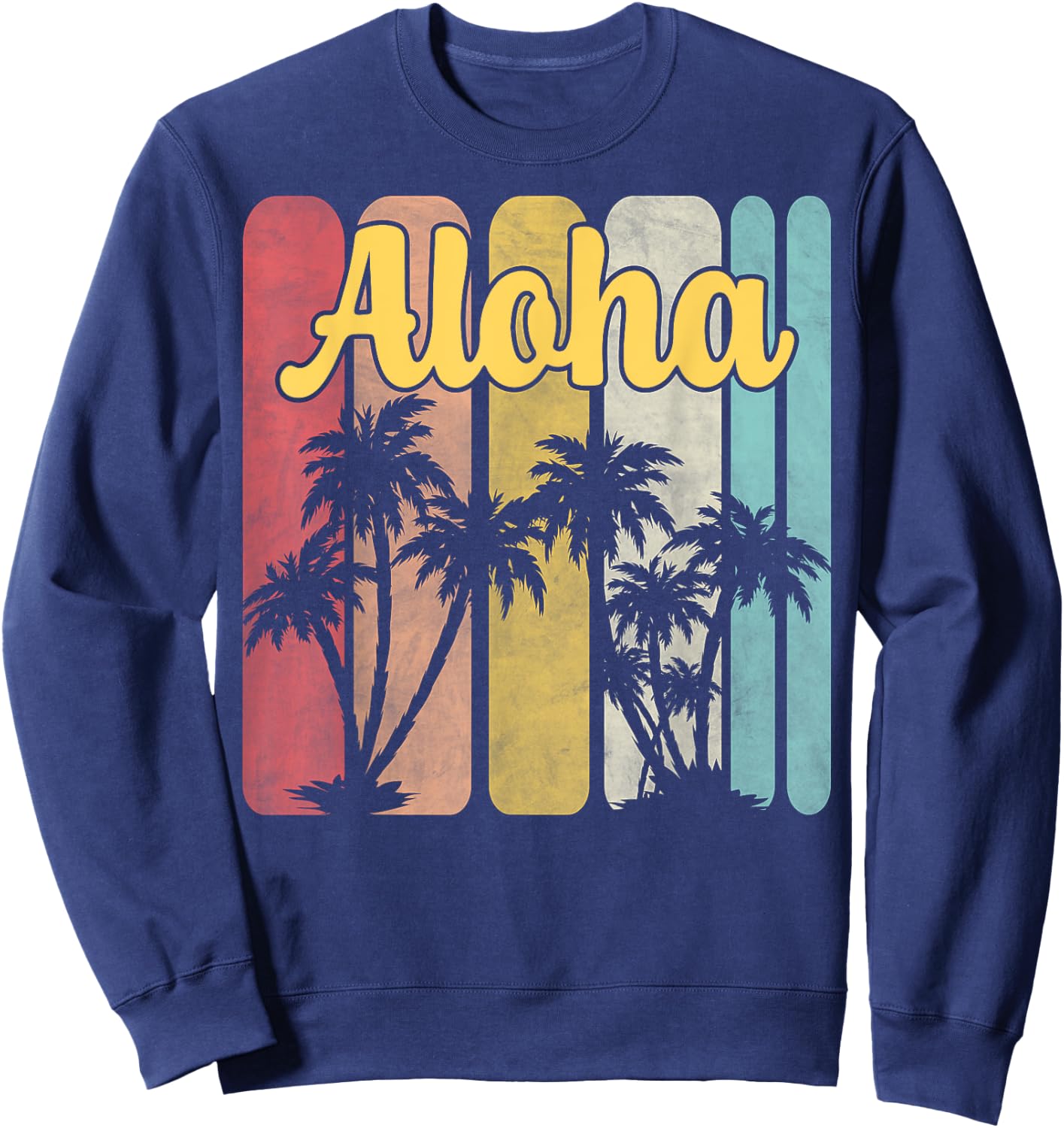 Aloha Hawaii Hawaiian Island Palm Tree Summer Tropical Beach Men Women Girls Kids Sweatshirt - Sweatshirt | Navy