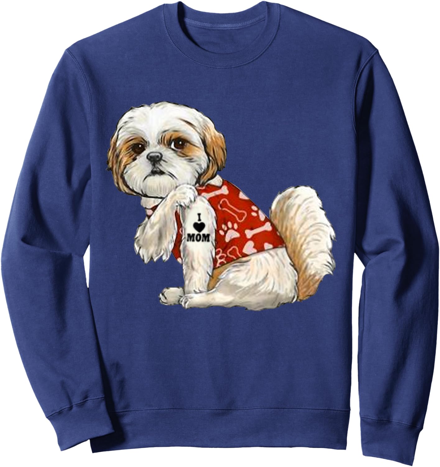 I Love Mom Tattoo Shih Tzu Mom Funny Mother's Day Gift Sweatshirt - Sweatshirt | Navy