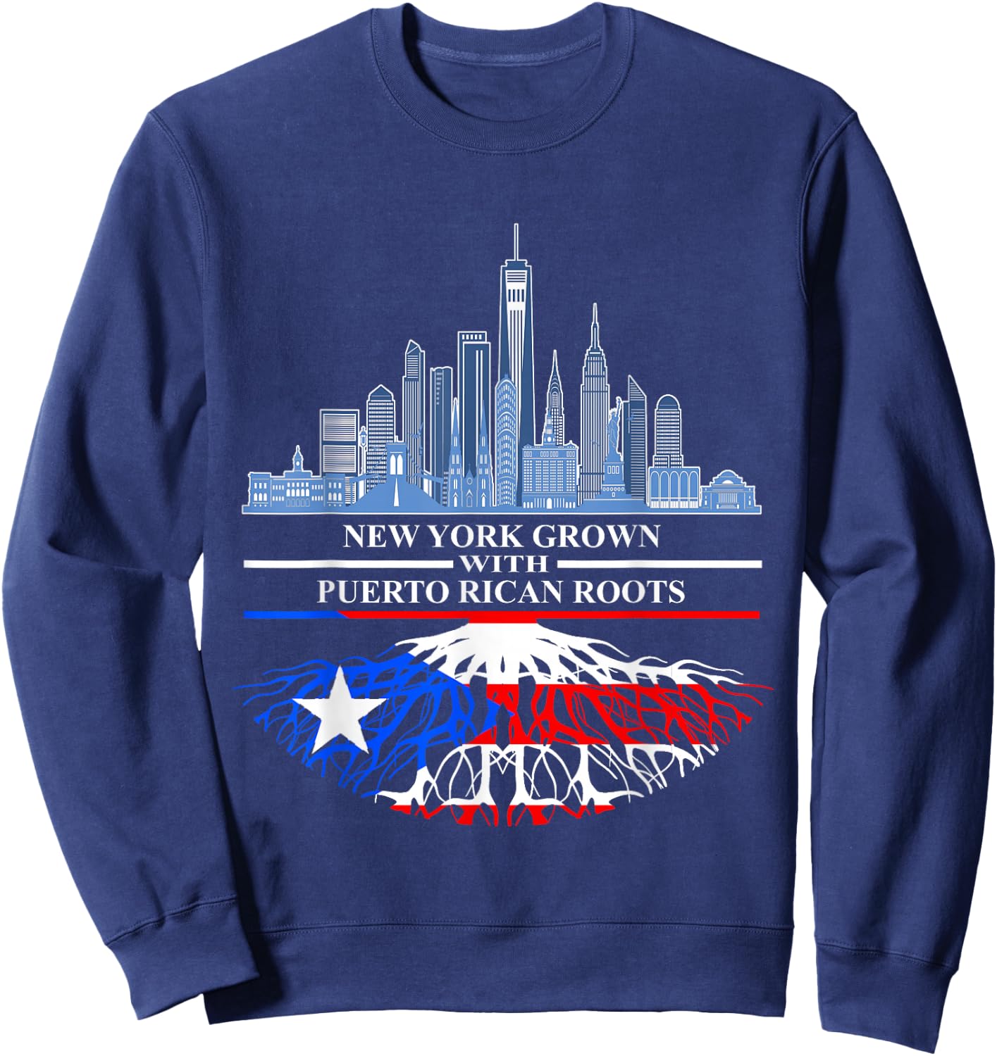 New Yorker Half Puerto Rican New York City Puerto Rico Flag Sweatshirt - Sweatshirt | Navy