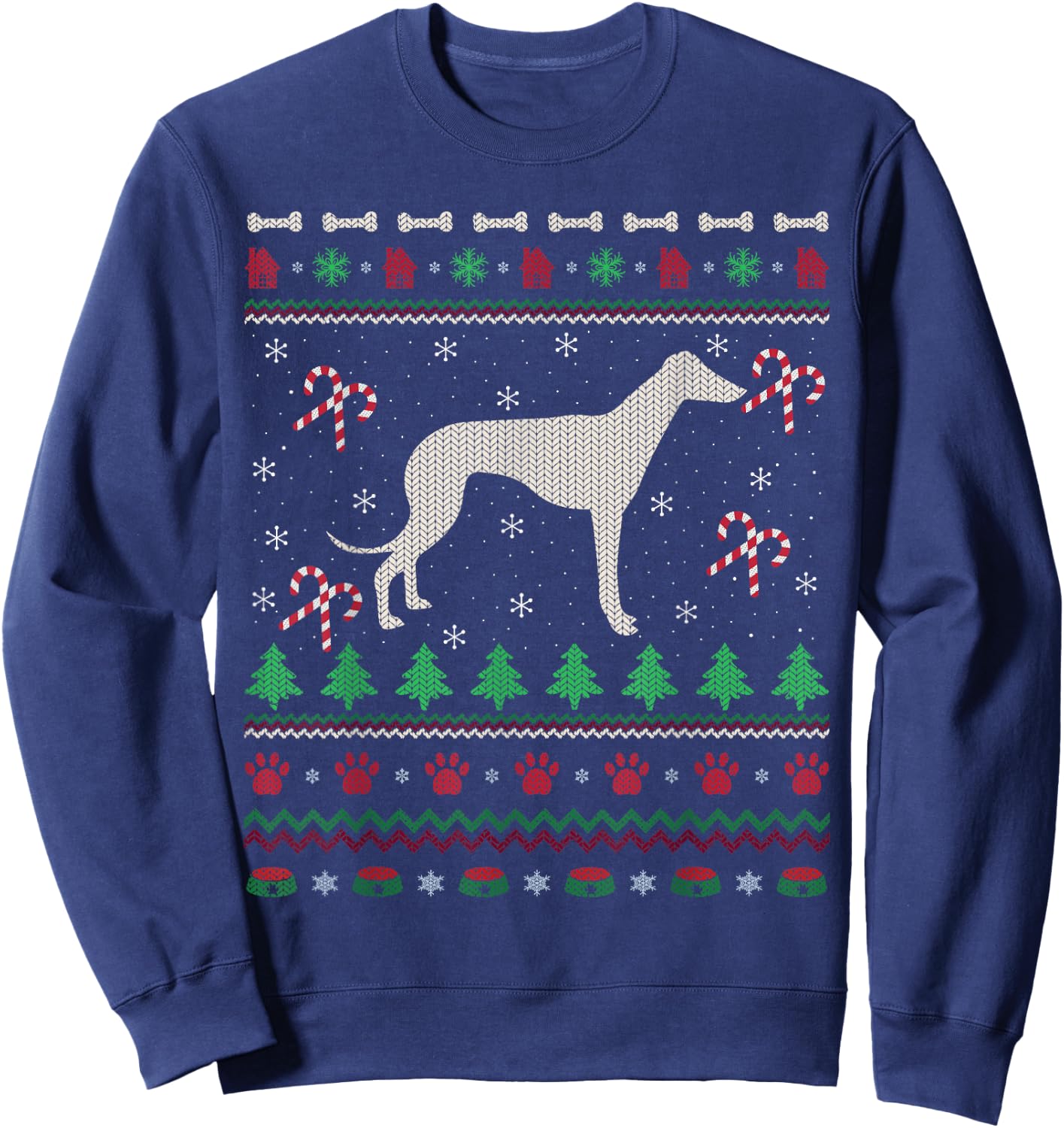 Ugly Xmas Sweater Santa Italian Greyhound Dog Christmas Men Women Kids Sweatshirt - Sweatshirt | Navy
