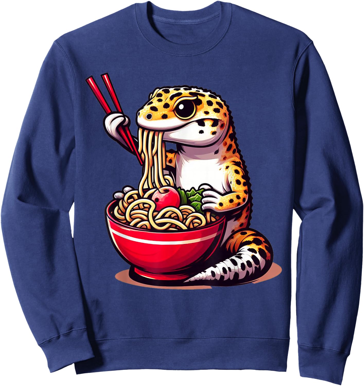 Gecko Anime Japanese Kawaii Ramen Reptile Leopard Gecko Sweatshirt - Sweatshirt | Navy