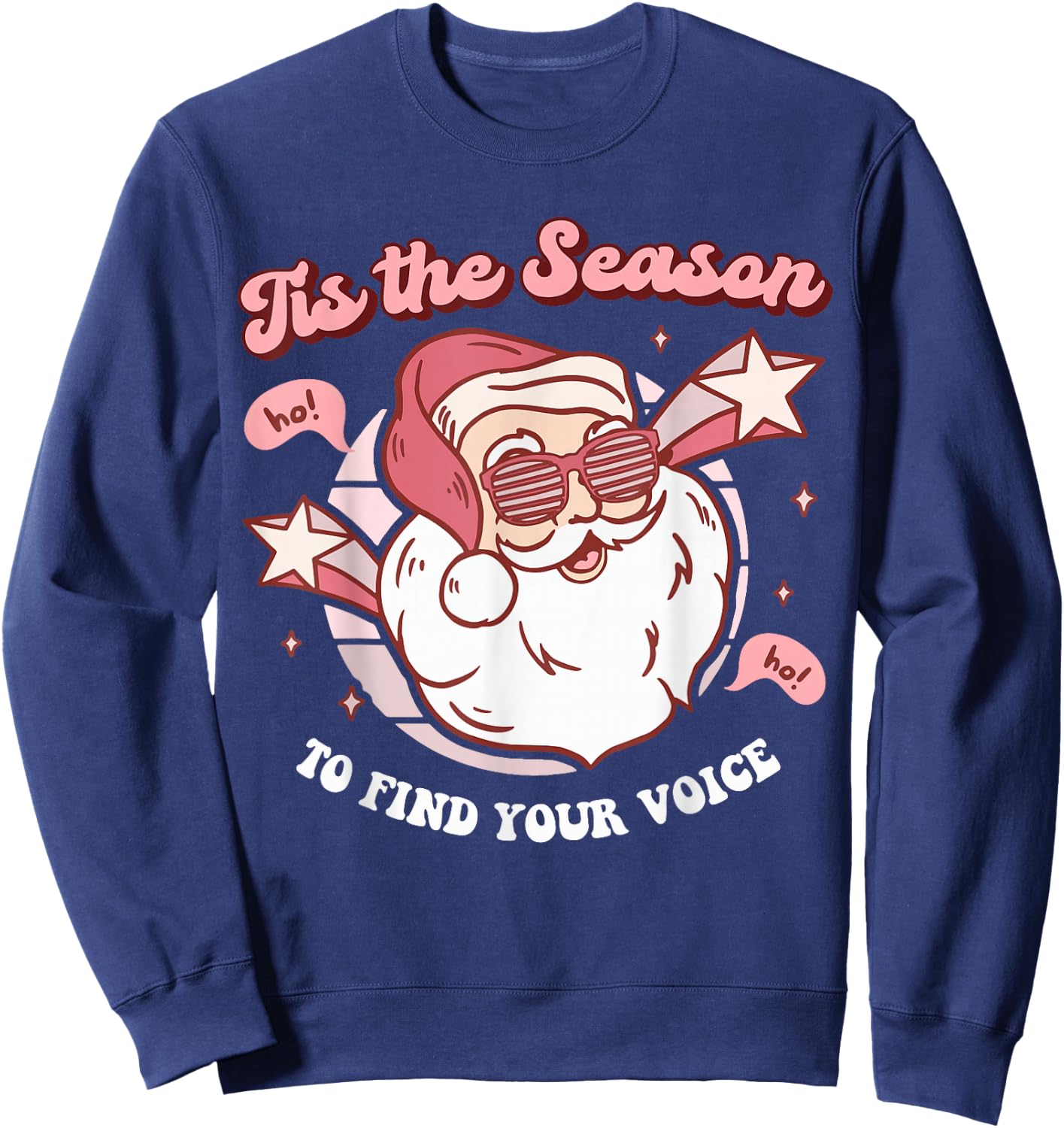 Speech Language Therapy Christmas Retro SLP Santa Therapist Sweatshirt - Sweatshirt | Navy