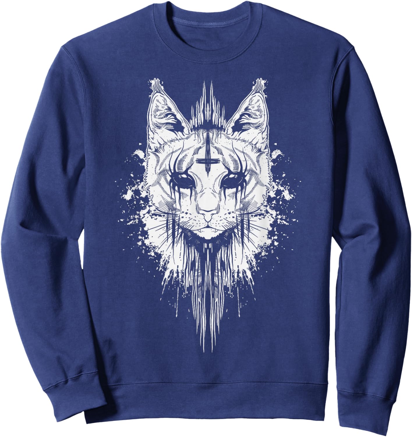 Blackcraft Satanic Cat Occultism Satanism Sweatshirt - Sweatshirt | Navy
