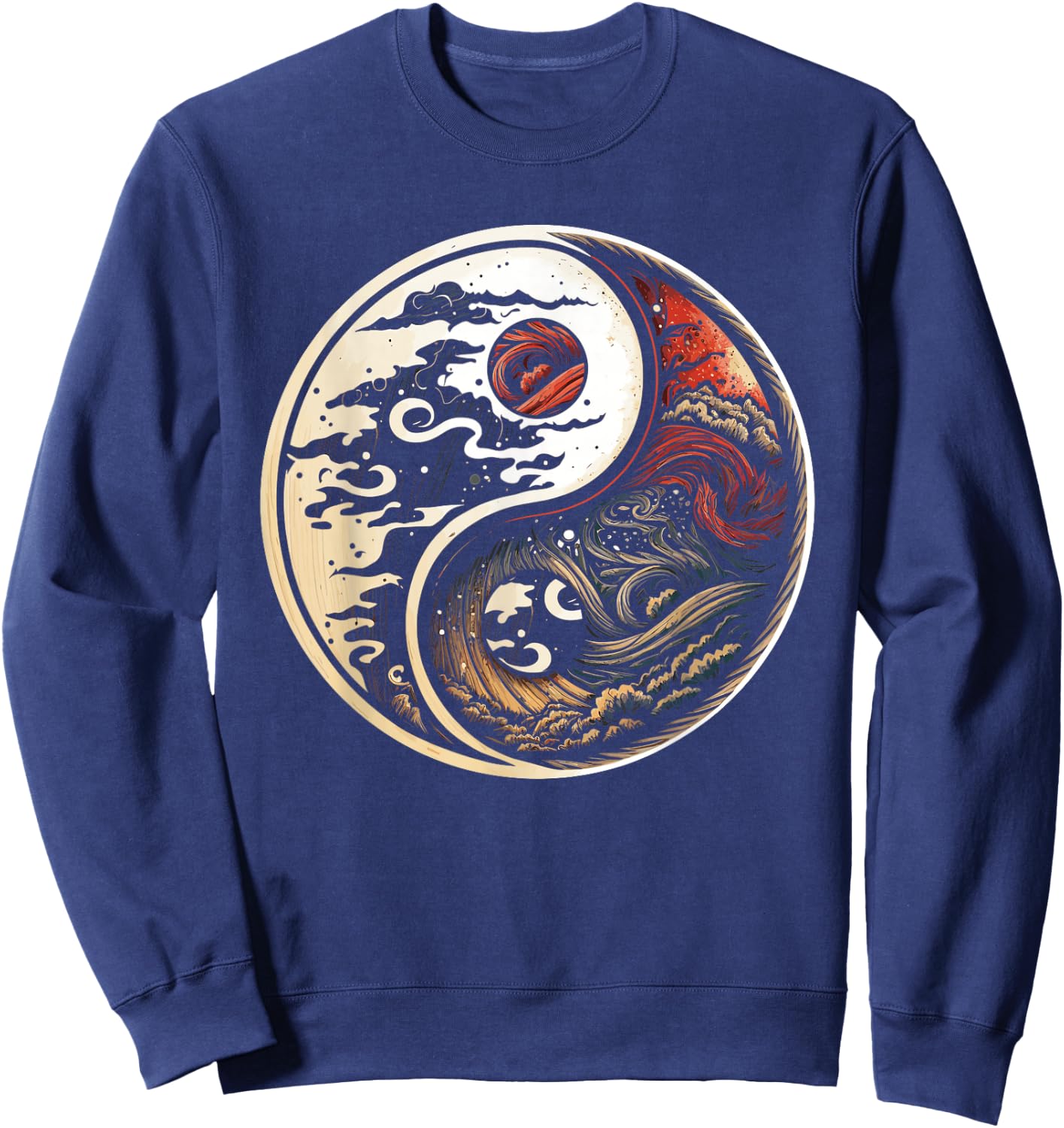 Balance and Harmony: Yin Yang Symbol, Nature Lover Sweatshirt - Sweatshirt | Navy