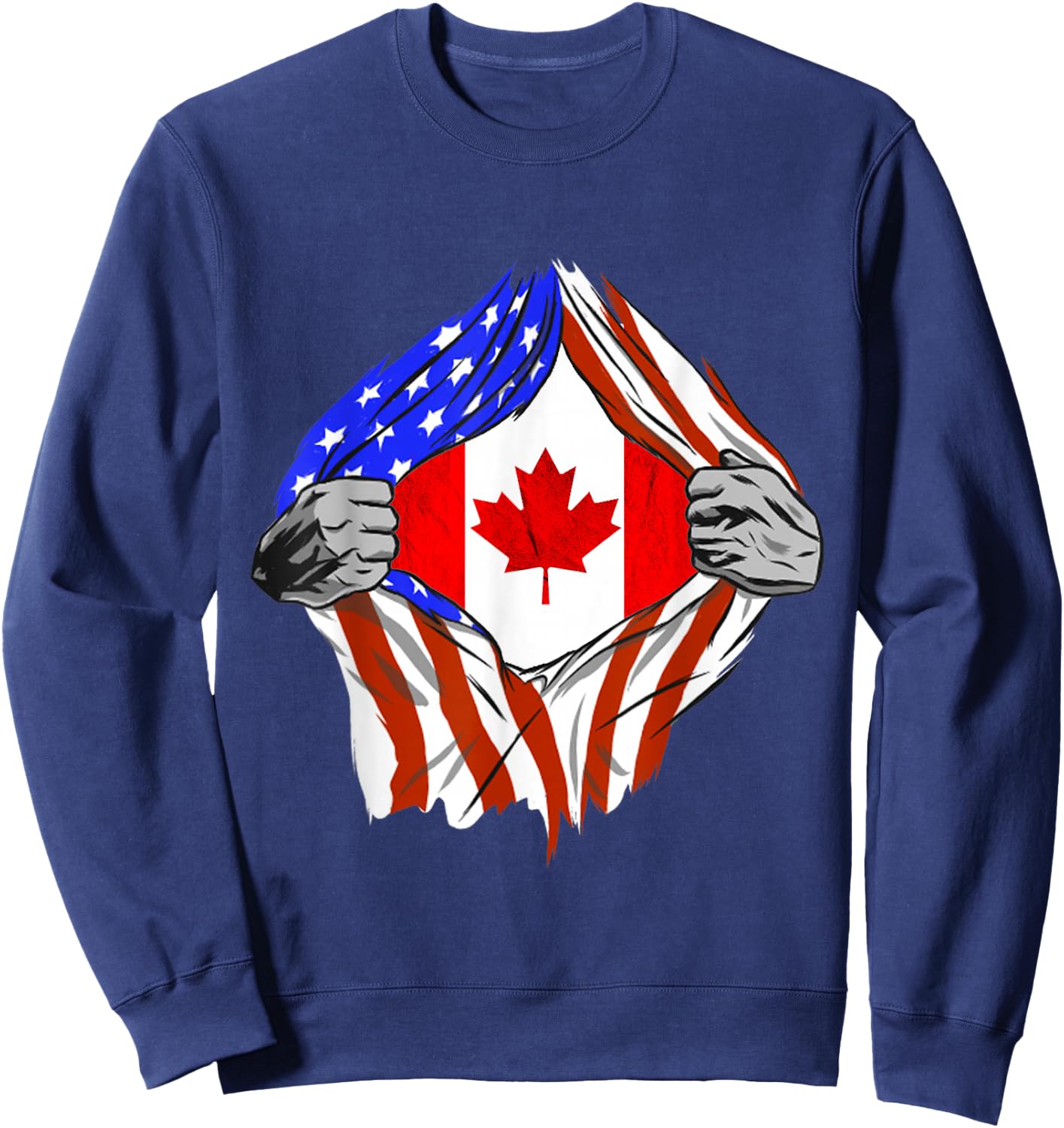America USA Canadian Flag Chest Canadian Roots Canada Sweatshirt - Sweatshirt | Navy
