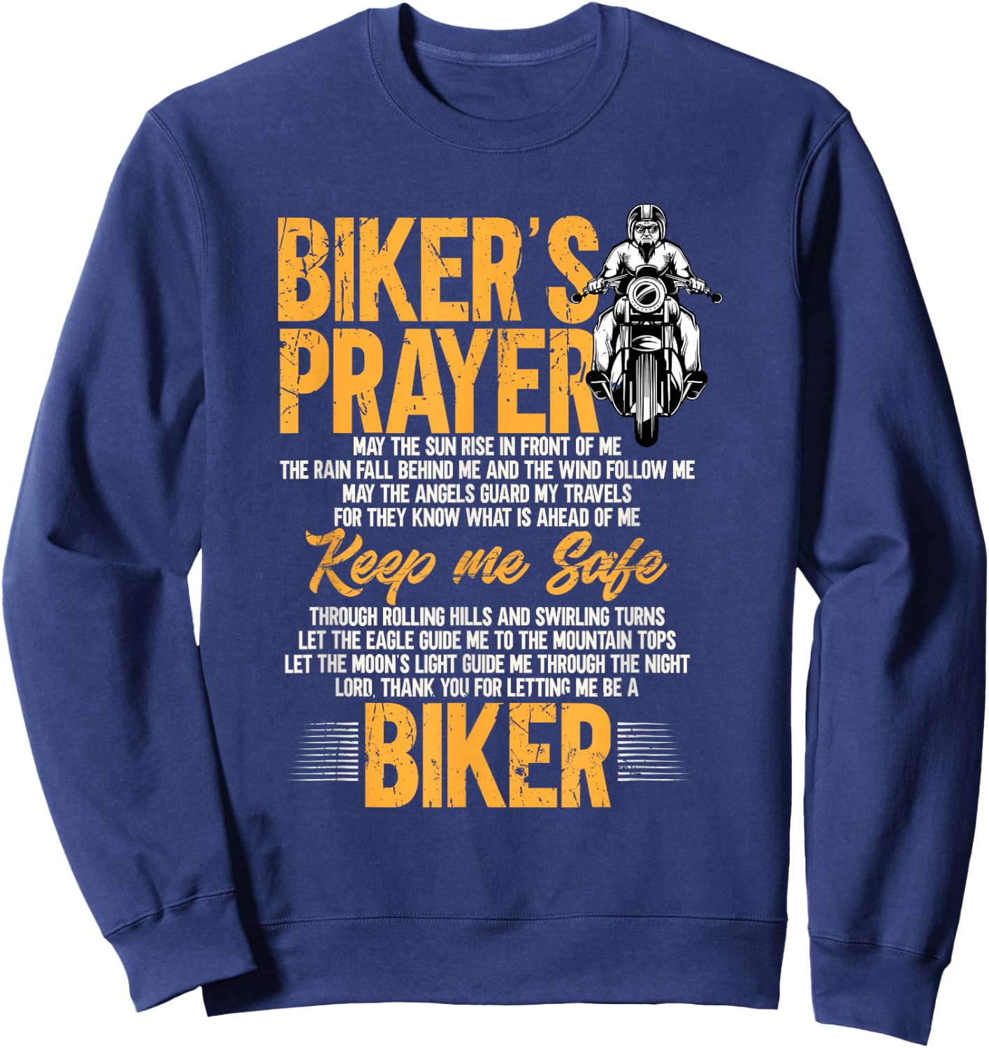 Biker's Prayer Vintage Motorcycle Biker Biking Motorcycling Sweatshirt - Sweatshirt | Navy