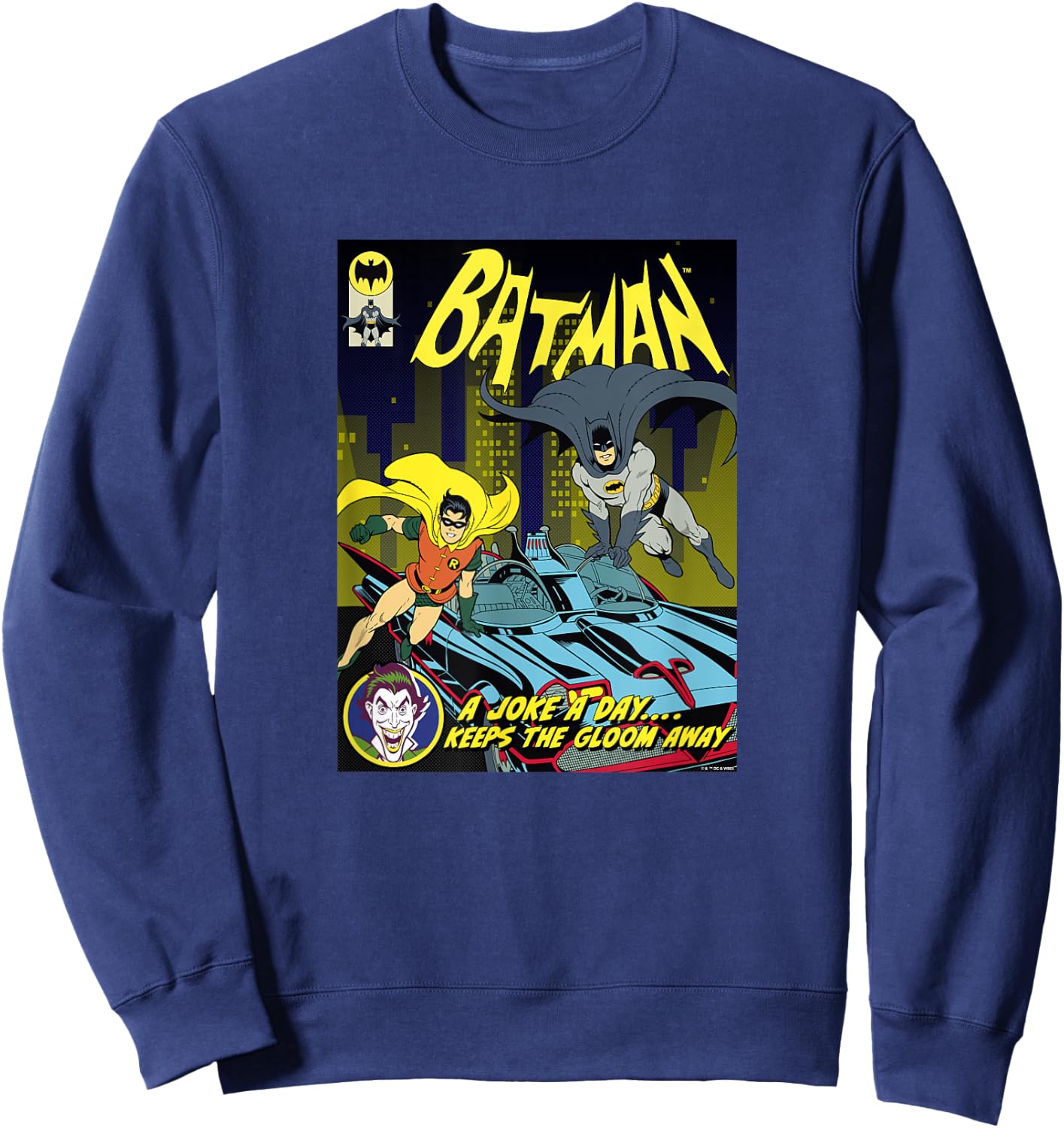 Batman Vintage 60's Batman & Robin Batmobile Comic Cover Sweatshirt - Sweatshirt | Navy