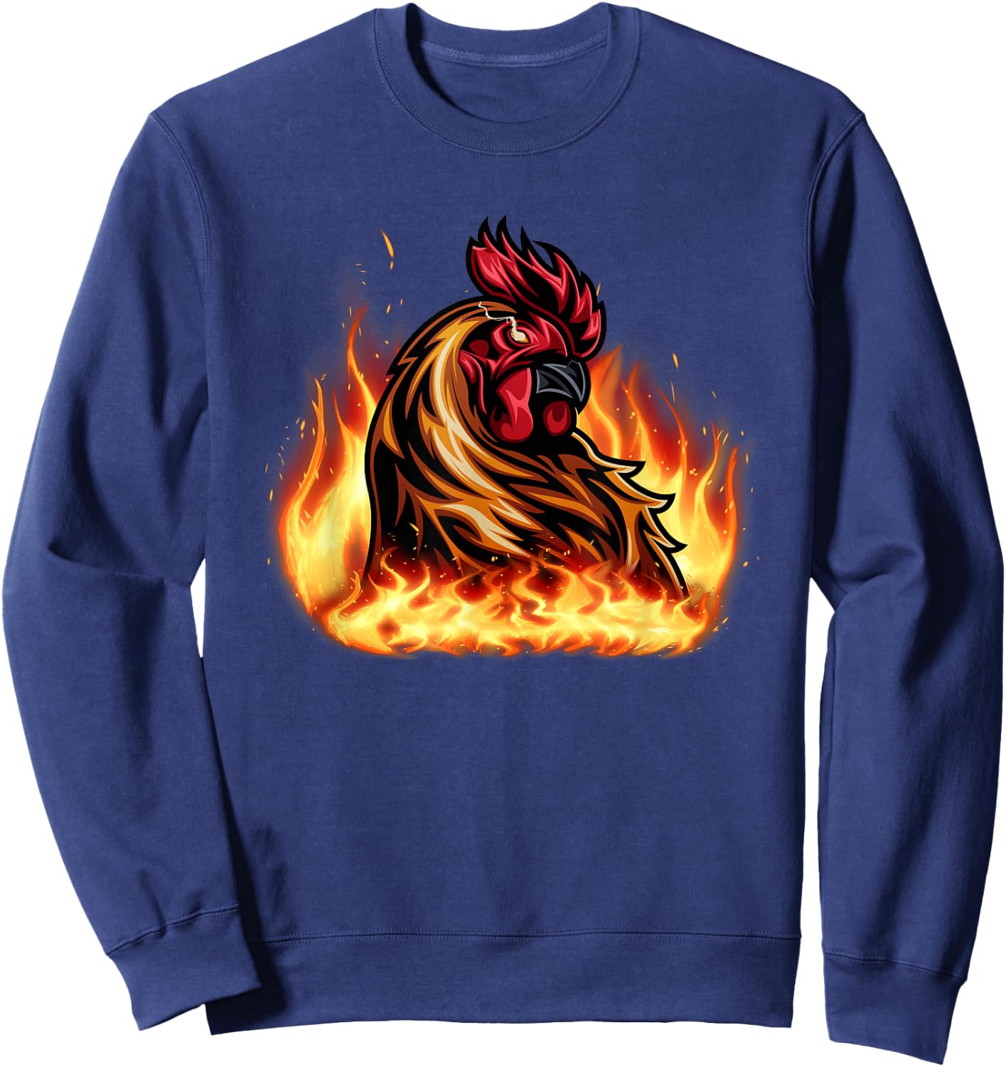 Fire Rooster Chicken Funny Women Sweatshirt - Sweatshirt | Navy