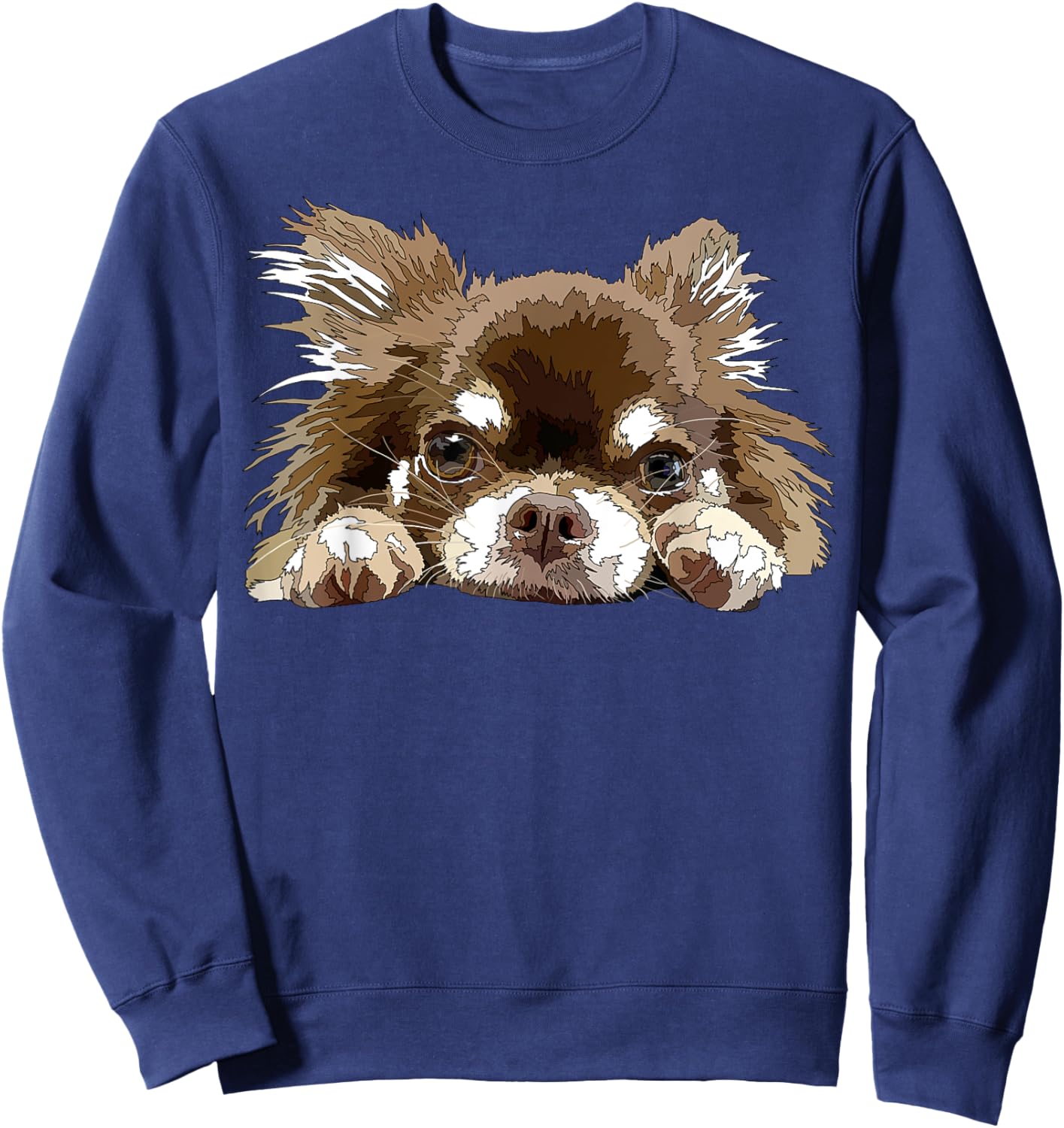Chihuahua Long Haired Chihuahua Long Hair Chiwawa Dog Lover Men Women Kids Sweatshirt - Sweatshirt | Navy