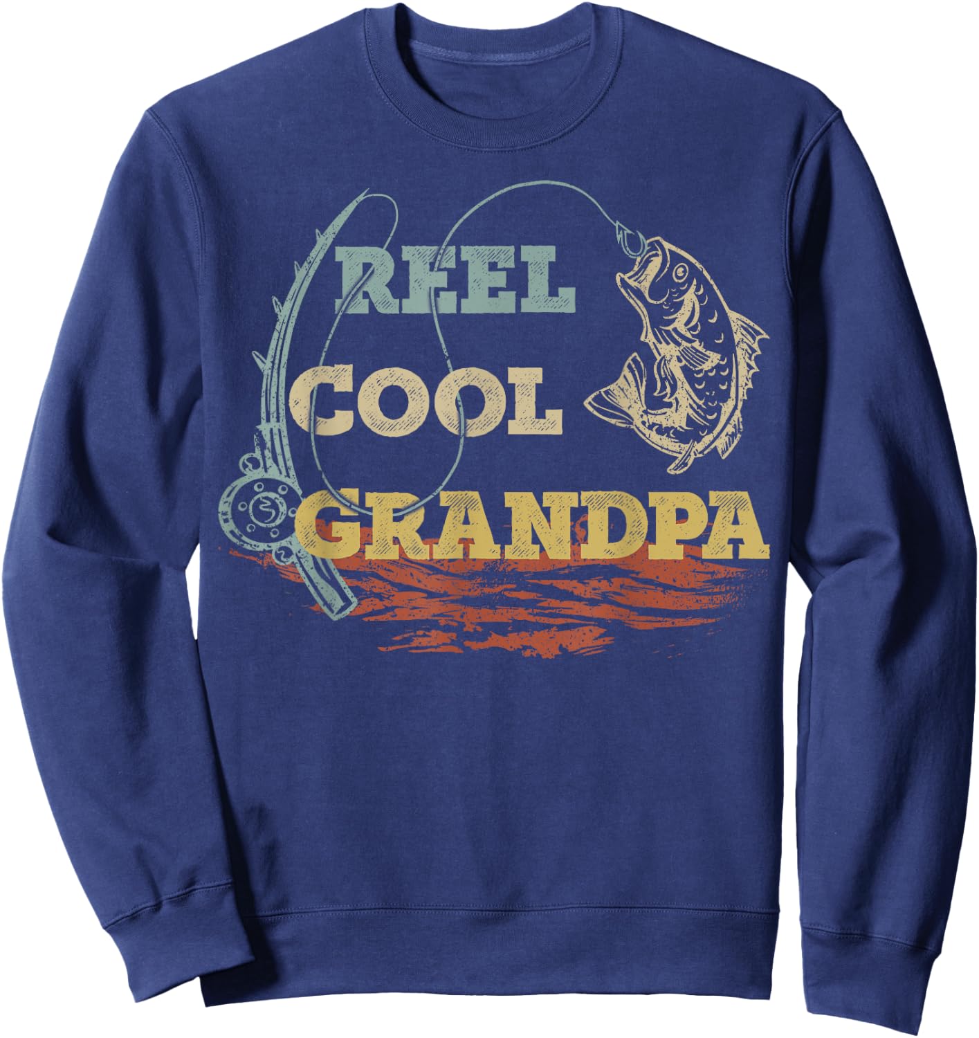 Vintage Reel Cool Grandpa Fisherman Family Fishing Lover Sweatshirt - Sweatshirt | Navy