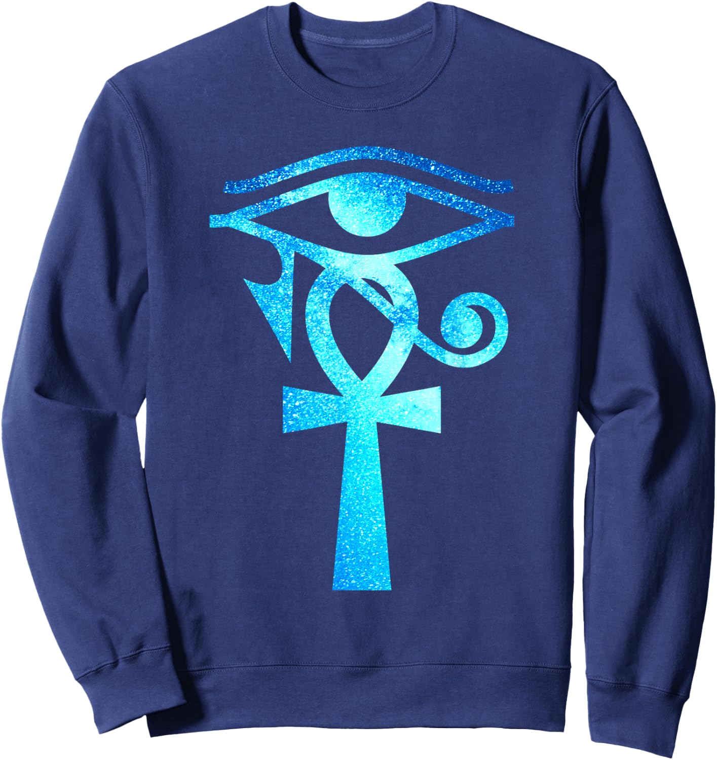 Ankh Eye of Horus Ancient Egyptian Symbol Galaxy Crux Ansata Sweatshirt - Sweatshirt | Navy