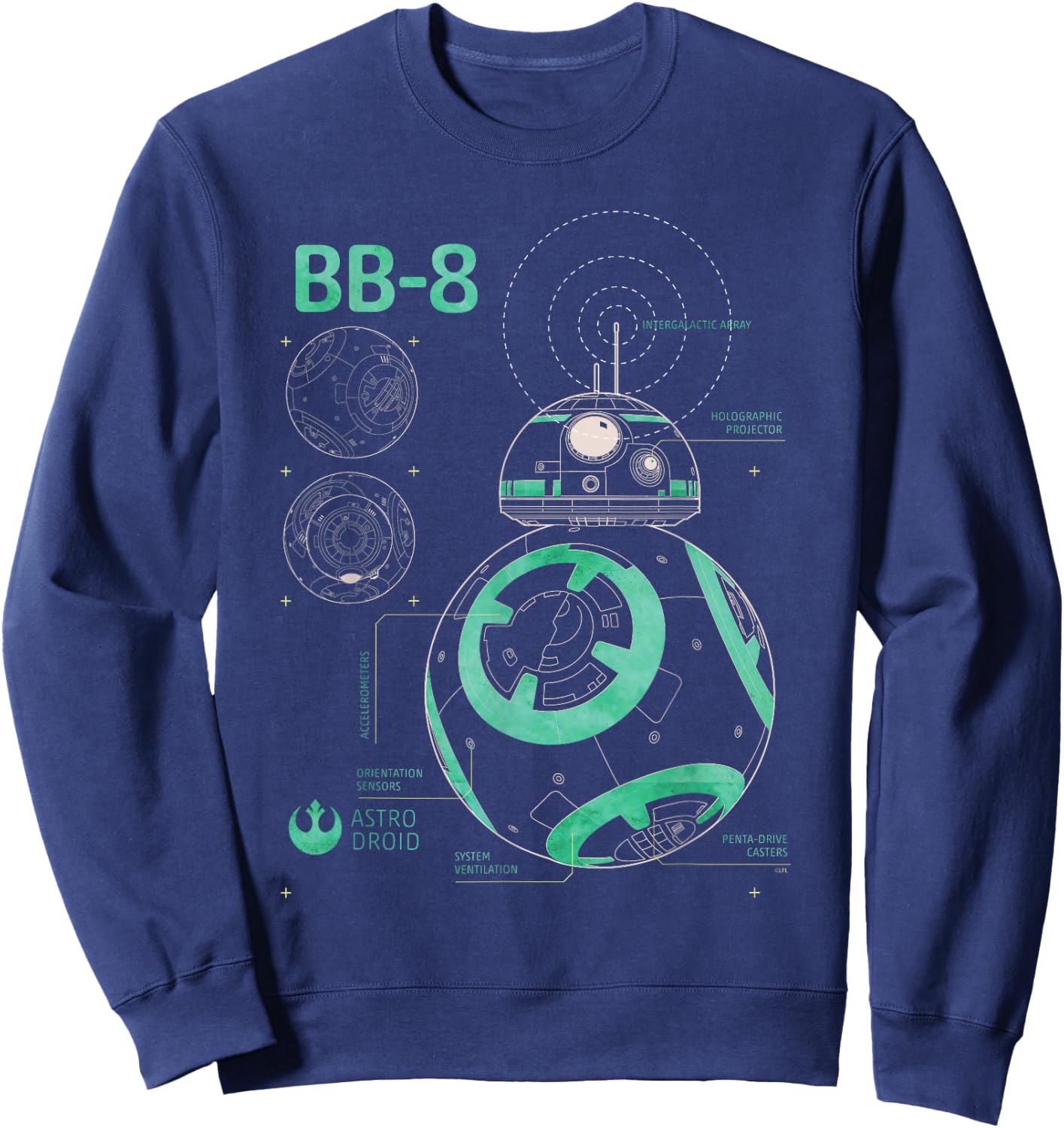 Star Wars BB-8 Astro Droid Blueprint Sweatshirt - Sweatshirt | Navy