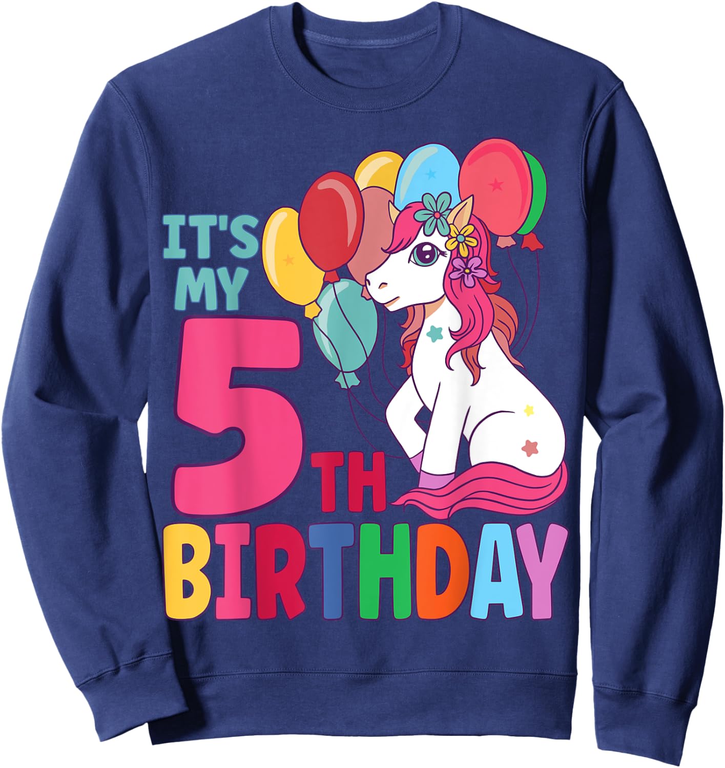 It's My 5th Birthday Unicorn Boys Girls Kids Birthday Sweatshirt - Sweatshirt | Navy