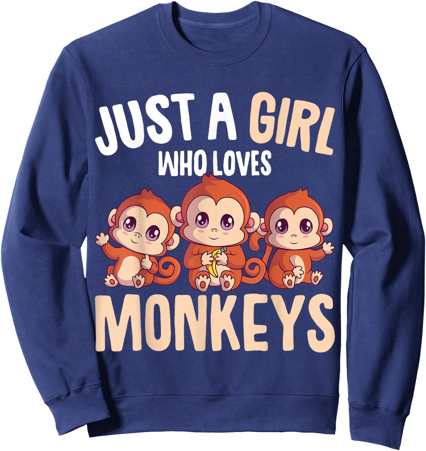 Just A Girl Who Loves Monkeys Kids Sweatshirt - Sweatshirt | Navy