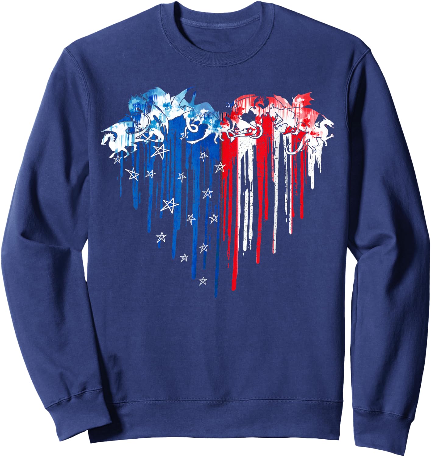 Dragon Heart American Flag July 4th Day USA Flag Patriotic Women Men Sweatshirt - Sweatshirt | Navy