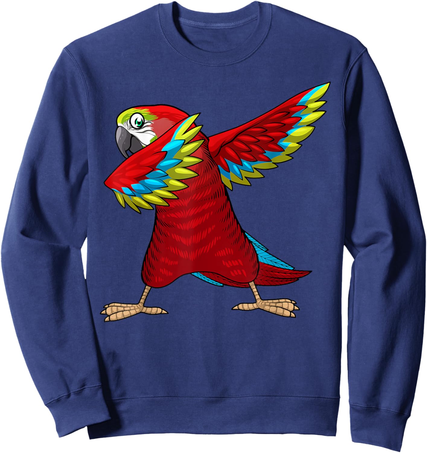 Funny Parrot Gift Parrot Lover Accessories & Stuff -Youth Black Cotton Blend Small Dabbing Parrot Tropical Sweatshirt - Sweatshirt | Navy