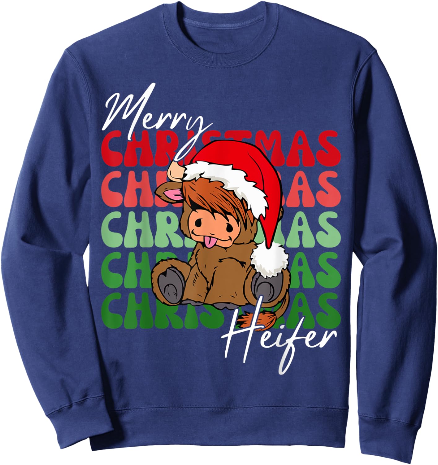 Merry Christmas Heifers Christmas Cow Xmas Farm Animals Sweatshirt - Sweatshirt | Navy