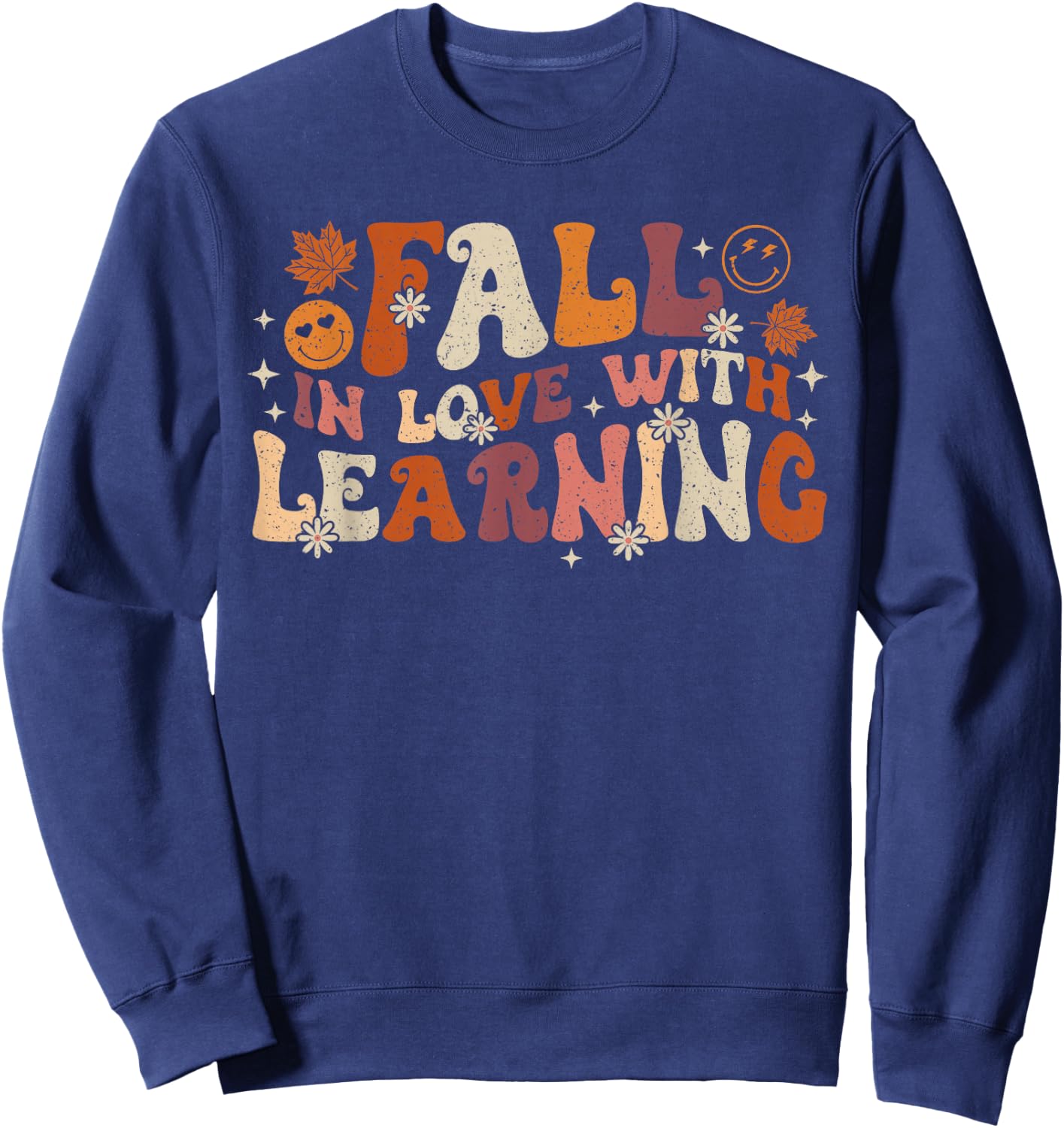 Fall In Love With Learning Autum Thanksgiving Teacher Kids Sweatshirt - Sweatshirt | Navy