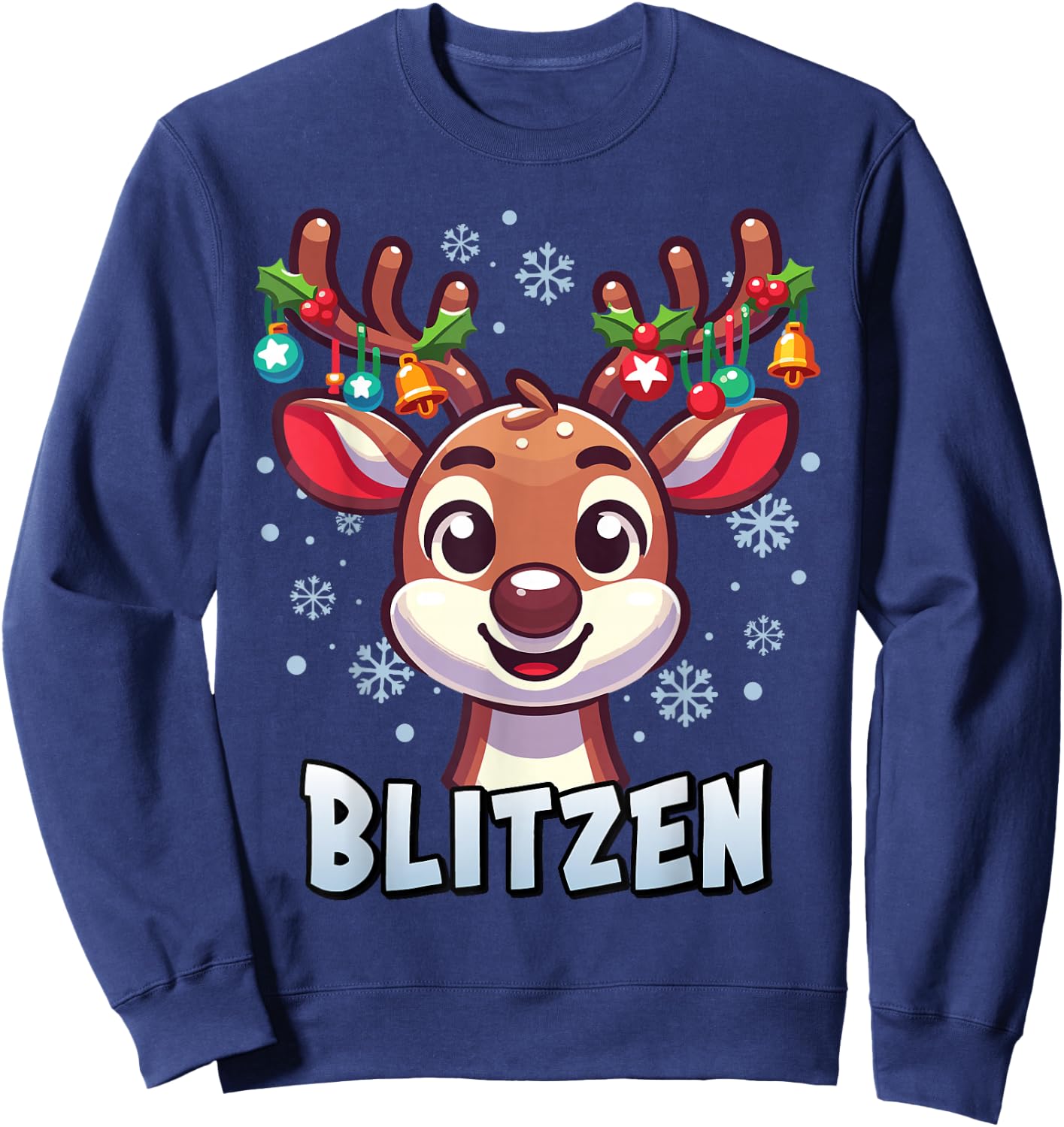 Santa’s Reindeer Blitzen Xmas Group Costume Sweatshirt - Sweatshirt | Navy