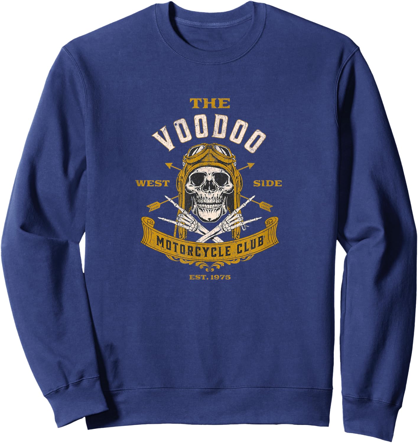 Voodoo Motorcycle Club - Orisha Biker Vintage Distressed Sweatshirt - Sweatshirt | Navy
